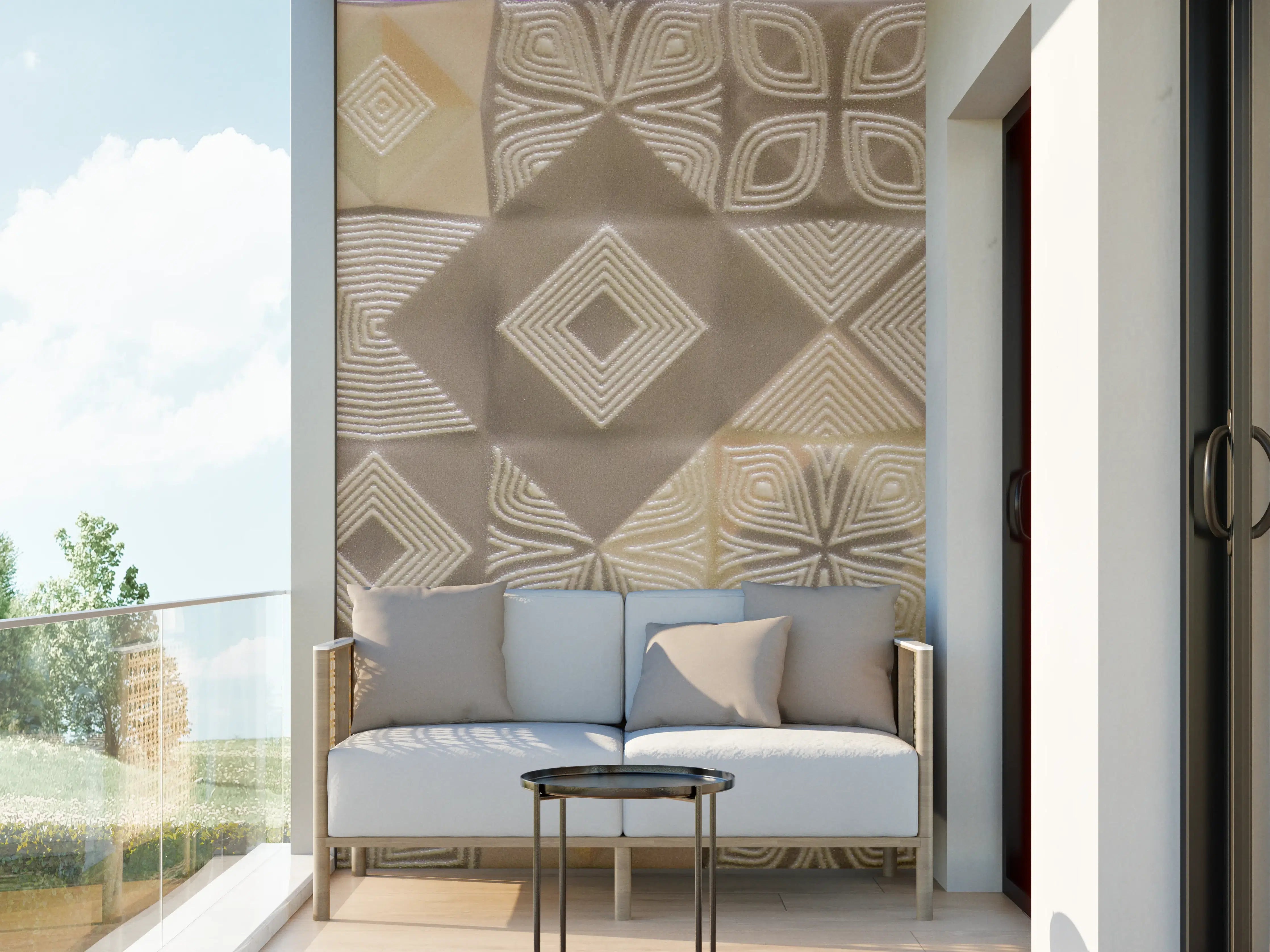 Wandverkleidung außen - Terrakotta- und Beigetemperierter Fliesenteppich