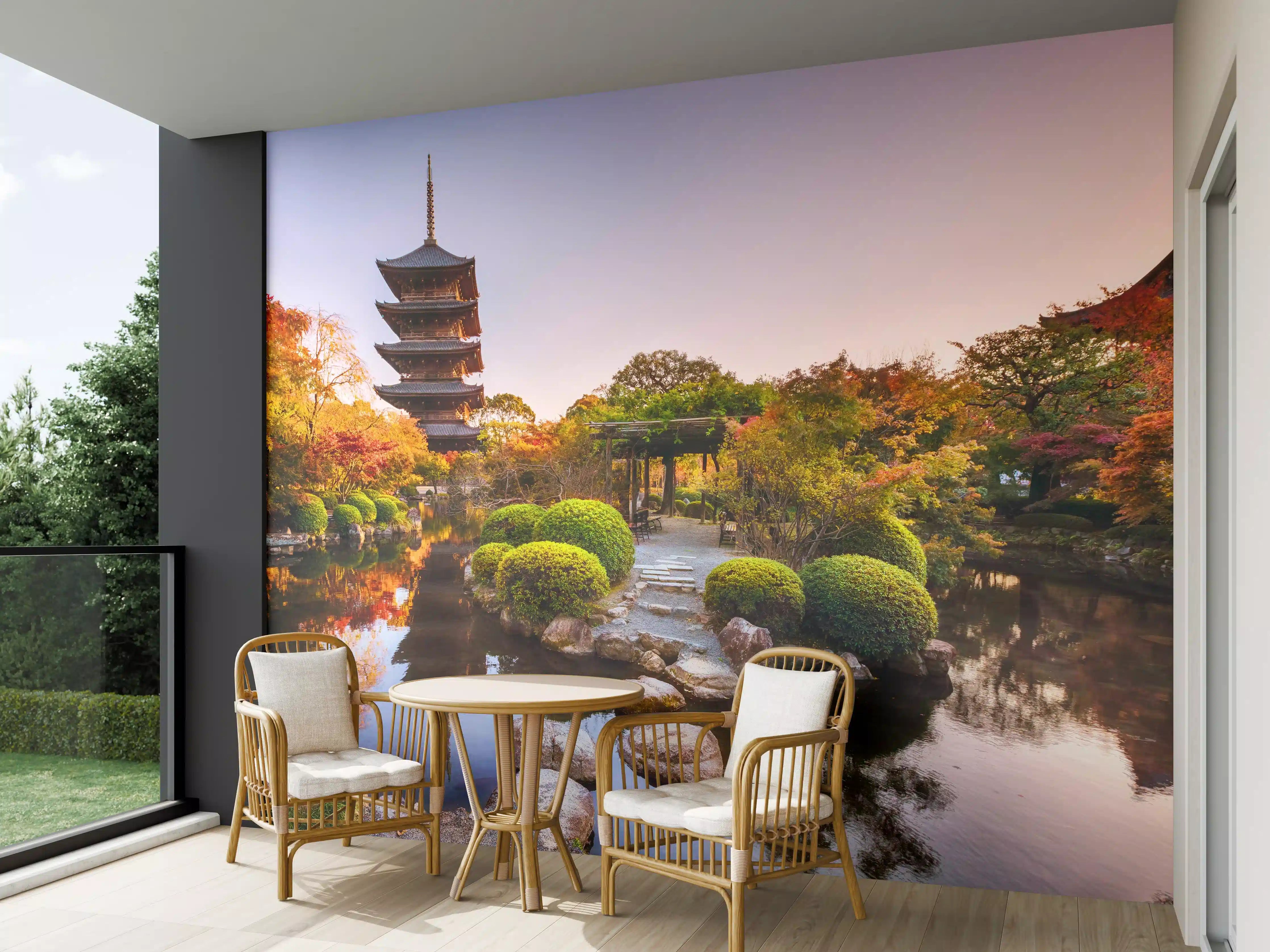 Wandverkleidung außen - Toji-Tempel mit Garten im Herbst