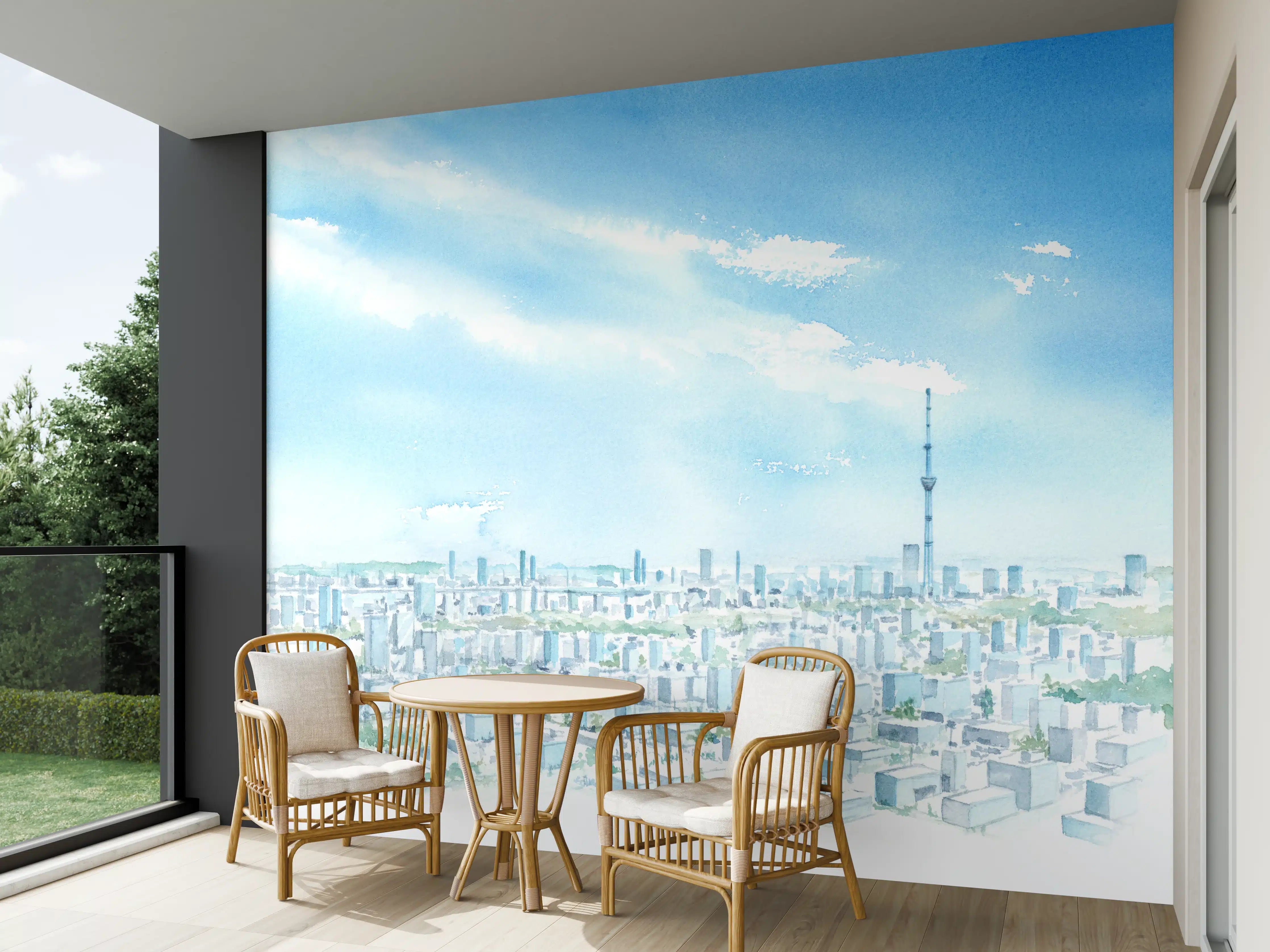 Wandverkleidung außen - Tokyo Sky Tree Aquarellmalerei