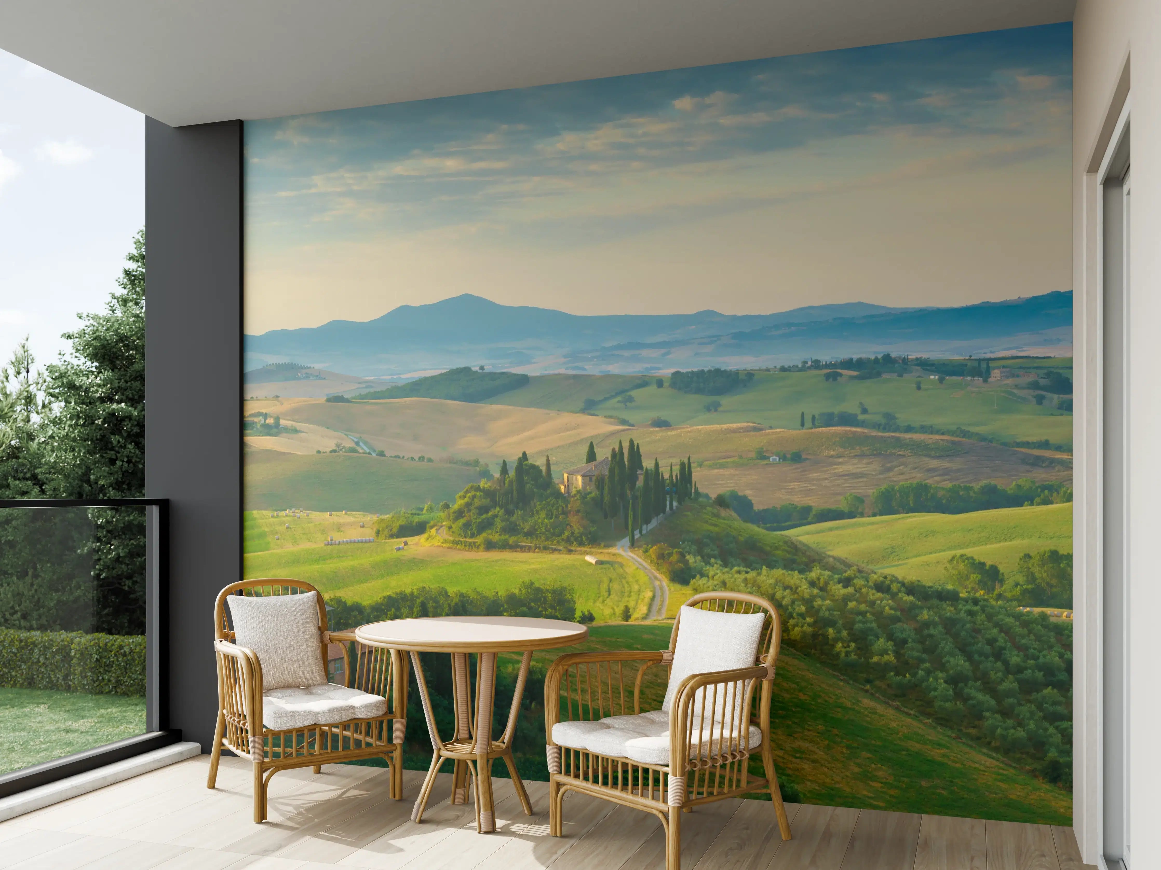 Wandverkleidung außen - Toskana Hügellandschaft Grün-Gold
