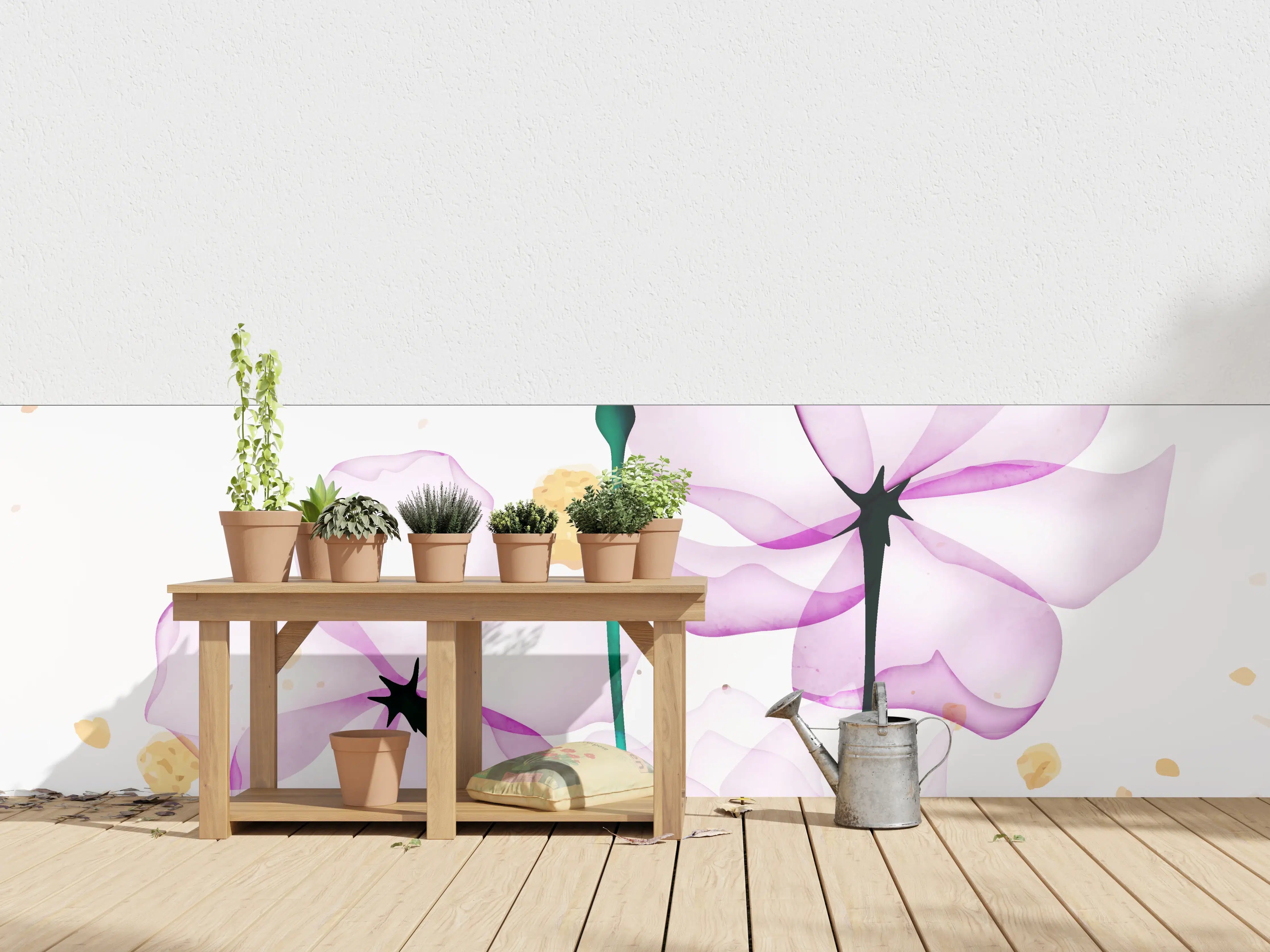 Wandverkleidung außen - Transluzente Blüten Aquarell-Effekt