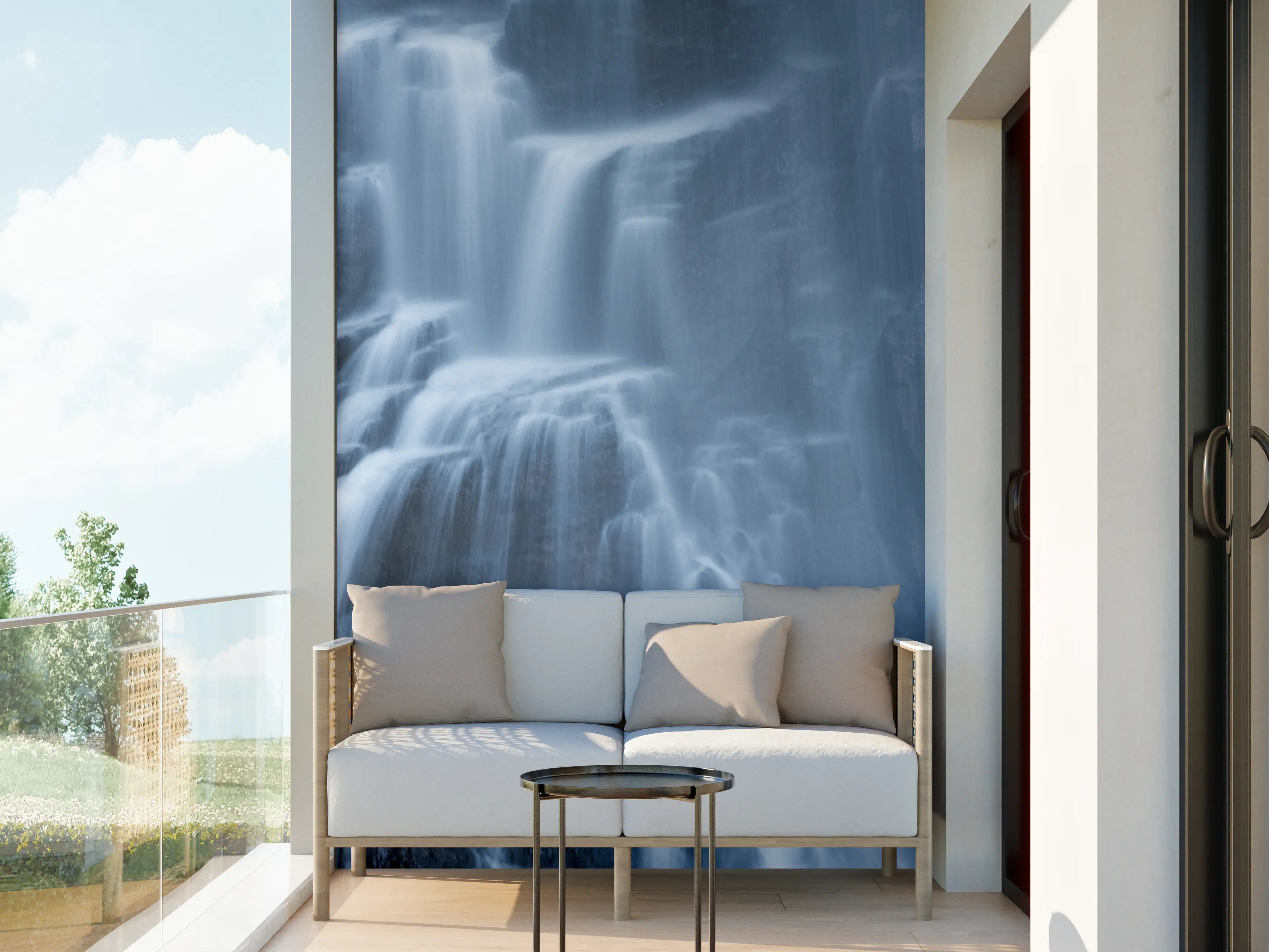 Wandverkleidung außen - Traumartiger Wasserfall an Felsenwand