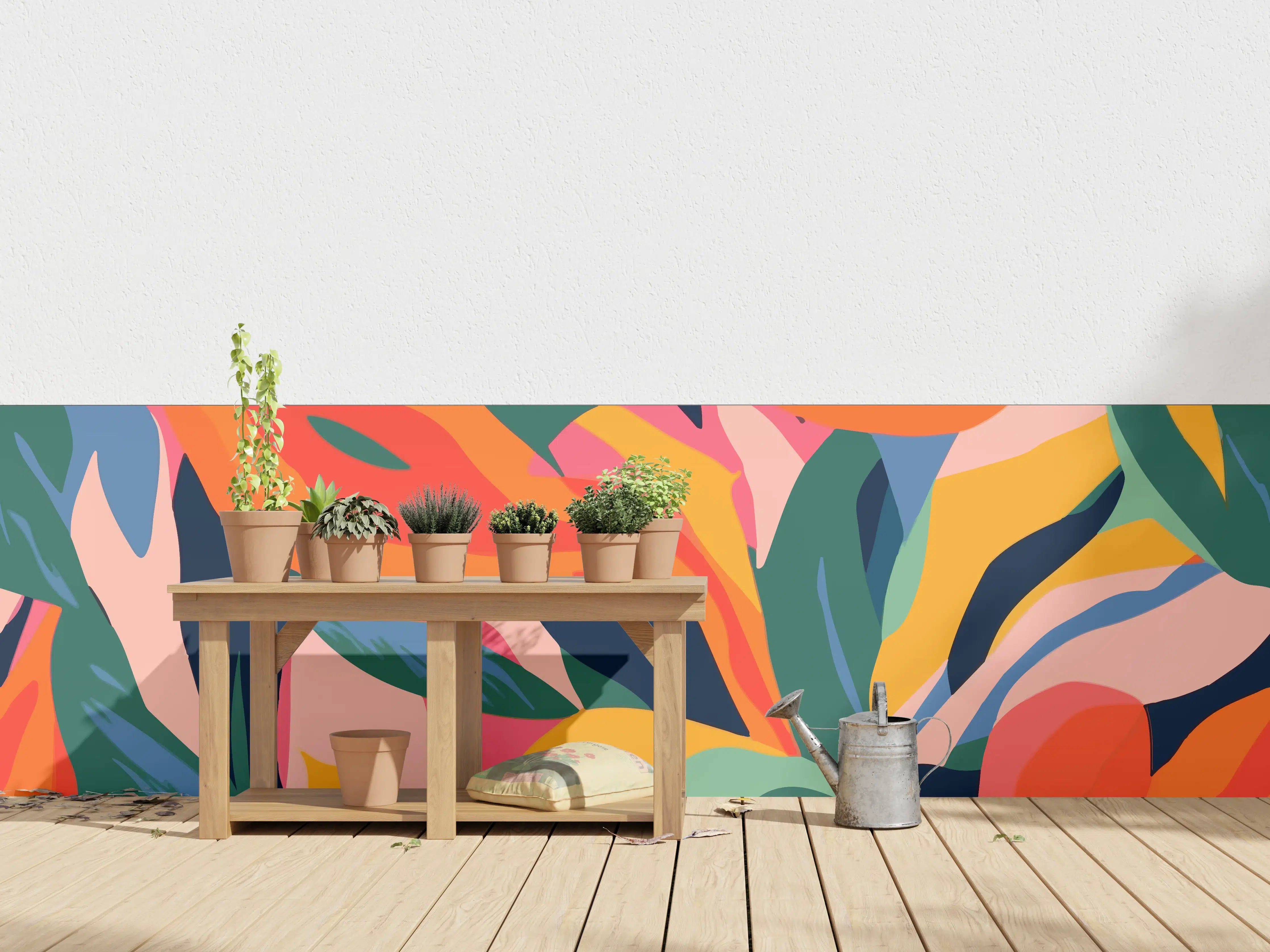 Wandverkleidung außen - Tropische Bunte Blumenillustration