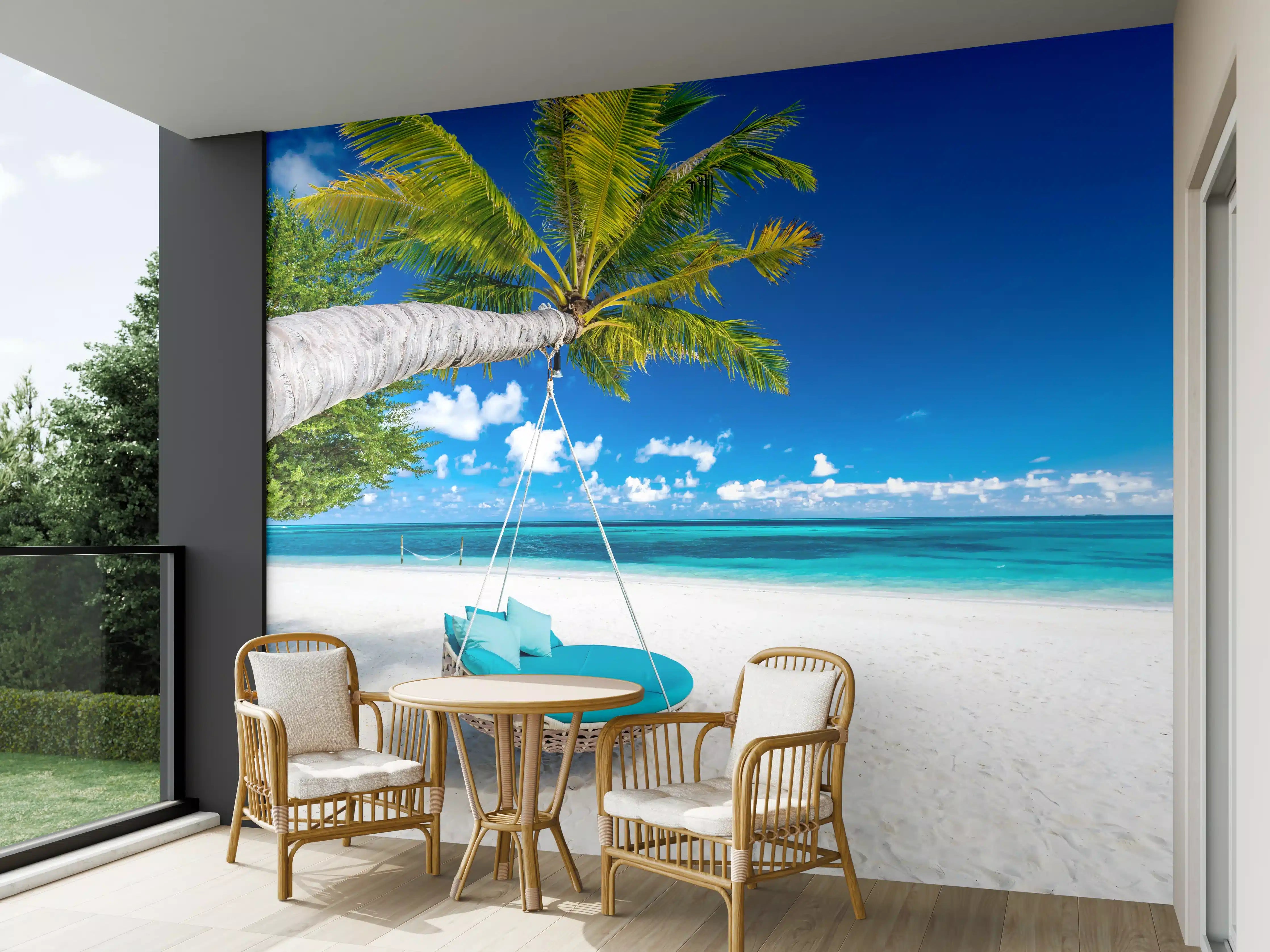 Wandverkleidung außen - Tropischer Strand mit Hängebett