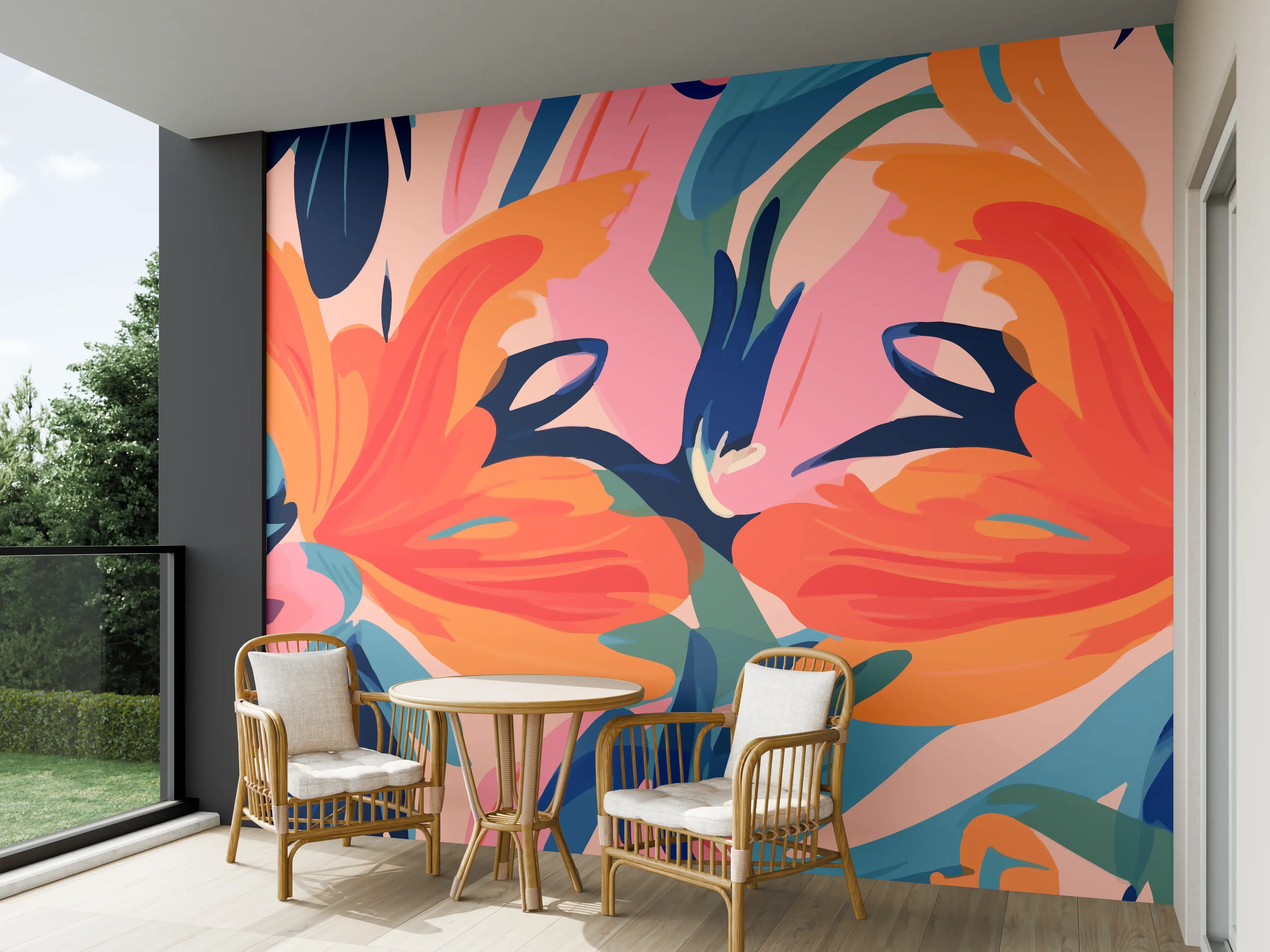 Wandverkleidung außen - Tropisches Dämmerungs-Blumenmuster