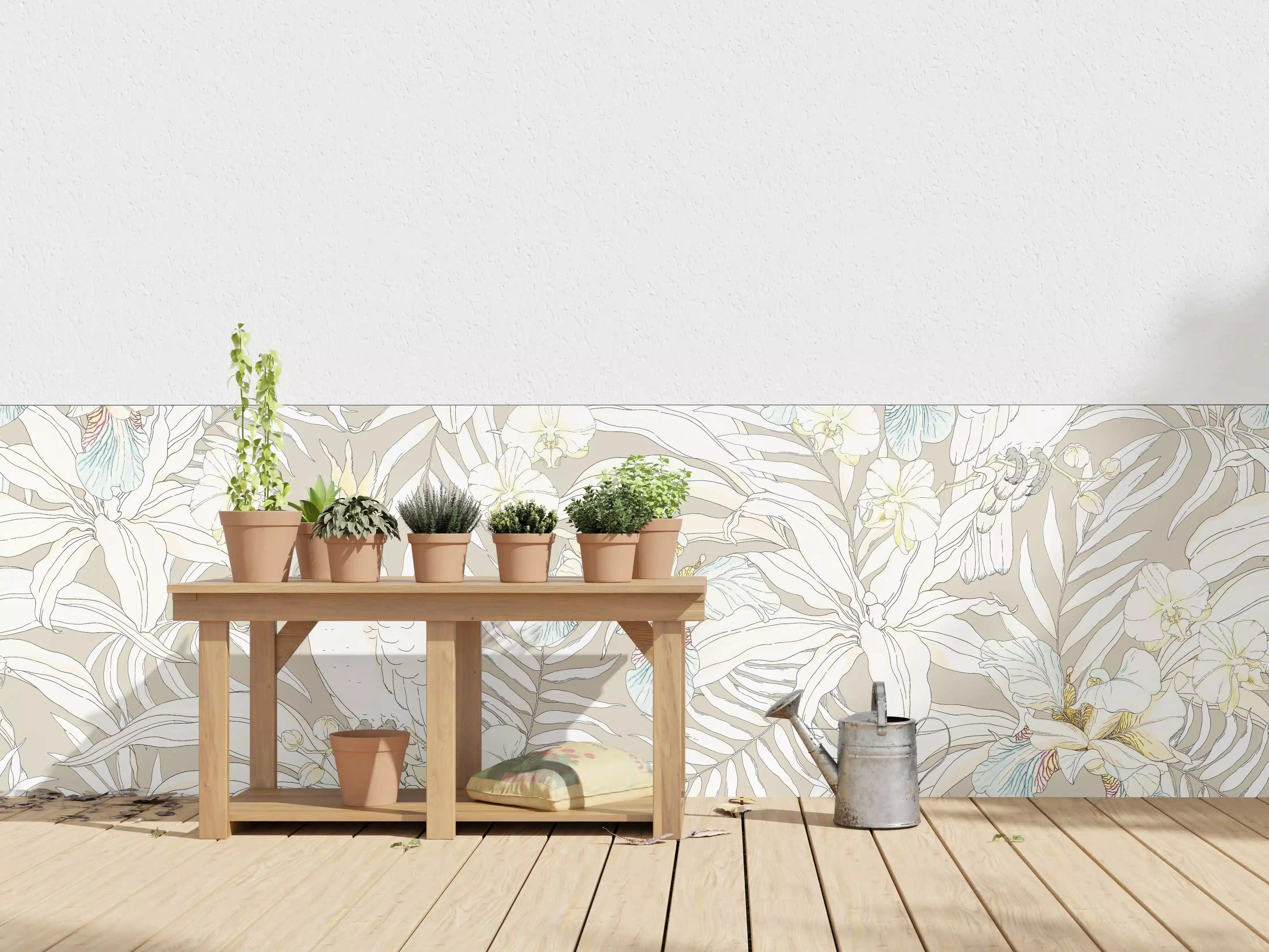 Wandverkleidung außen - Tropisches Kakadu-Floral Muster
