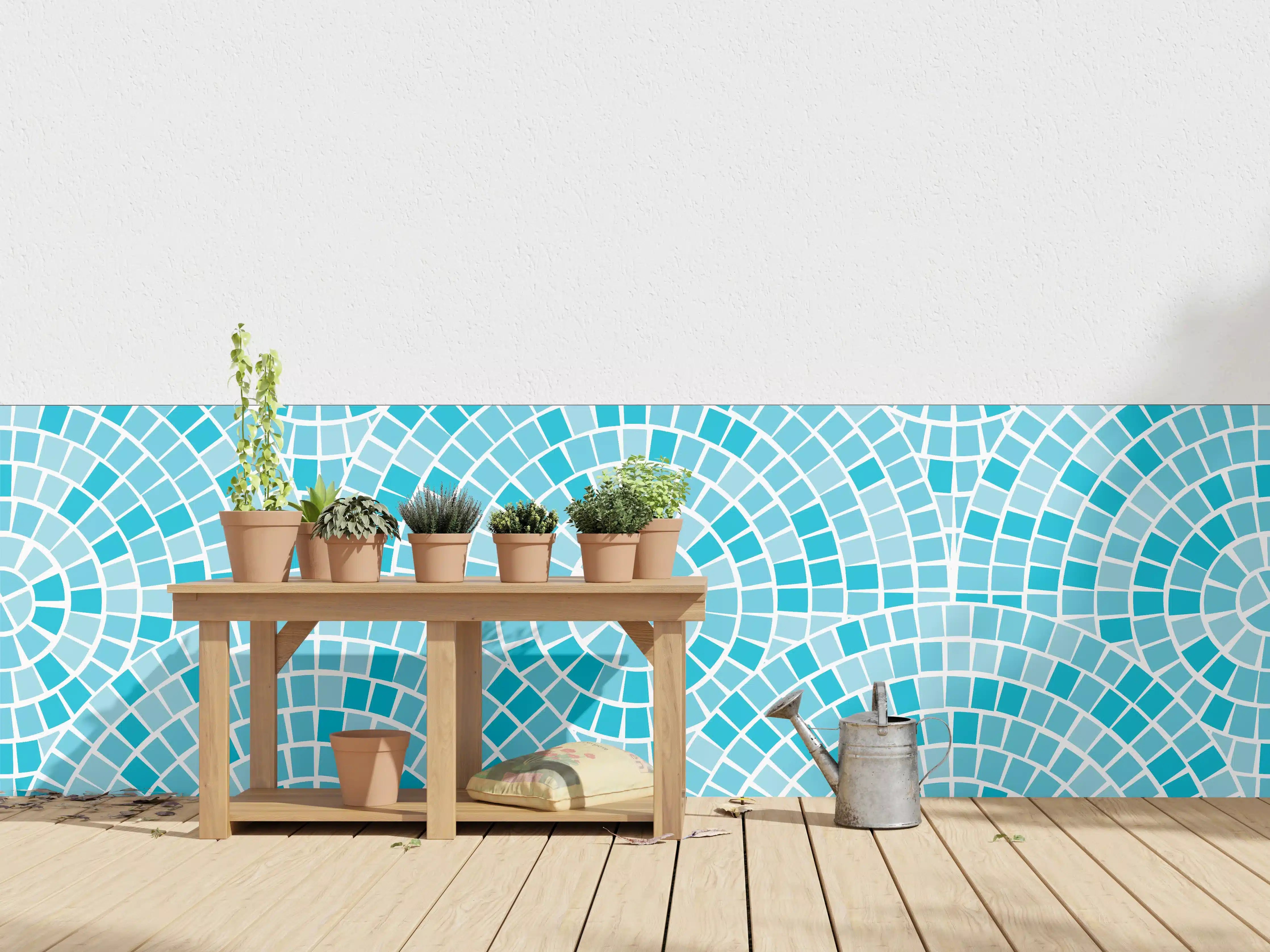 Wandverkleidung außen - Türkis Mosaik Fliesen Muster