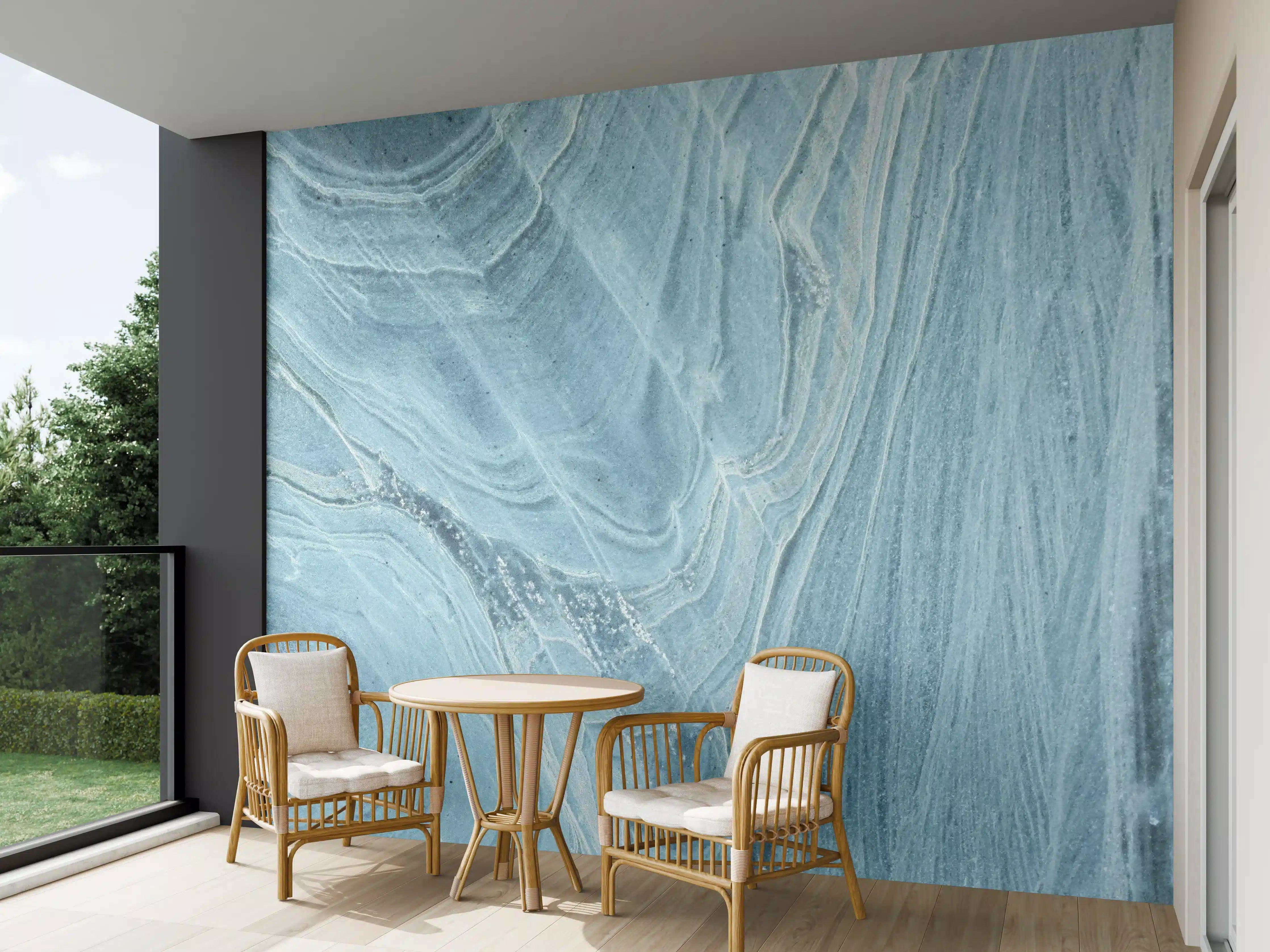 Wandverkleidung außen - Türkis-Weißer Marmor