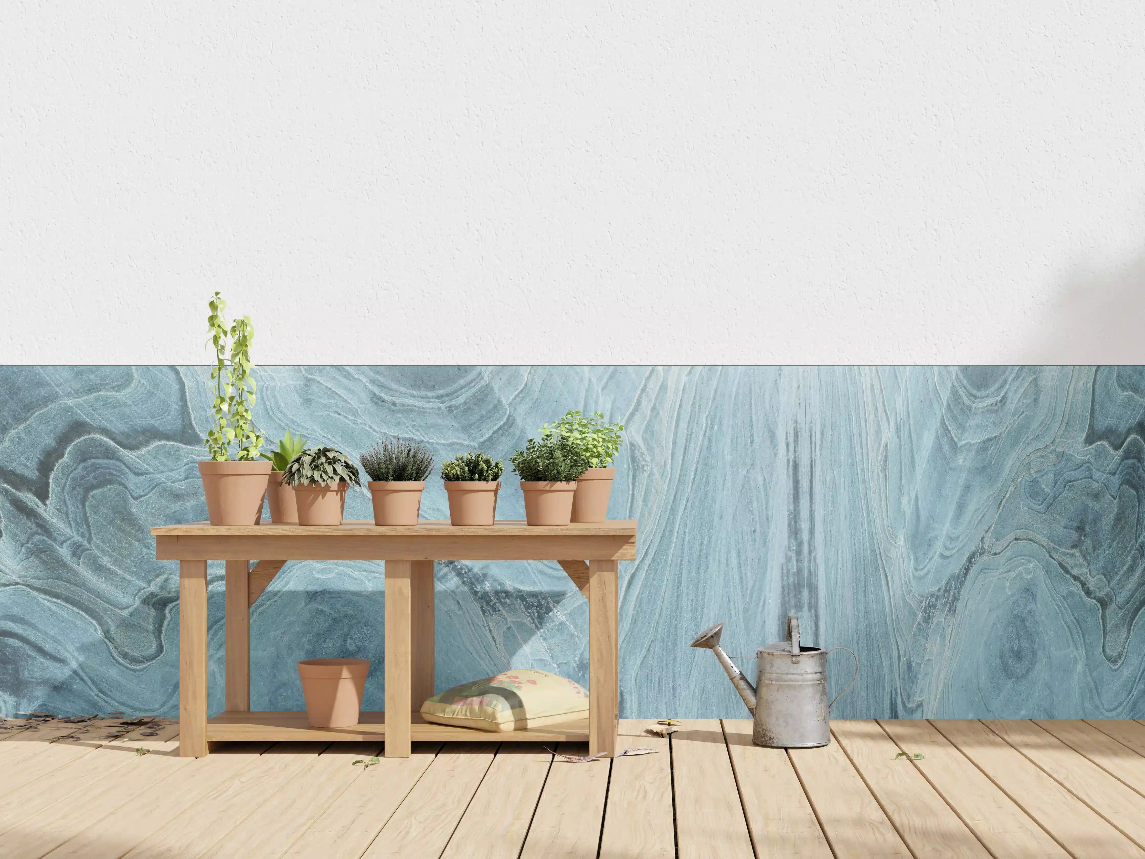 Wandverkleidung außen - Türkis-Weißer Marmor