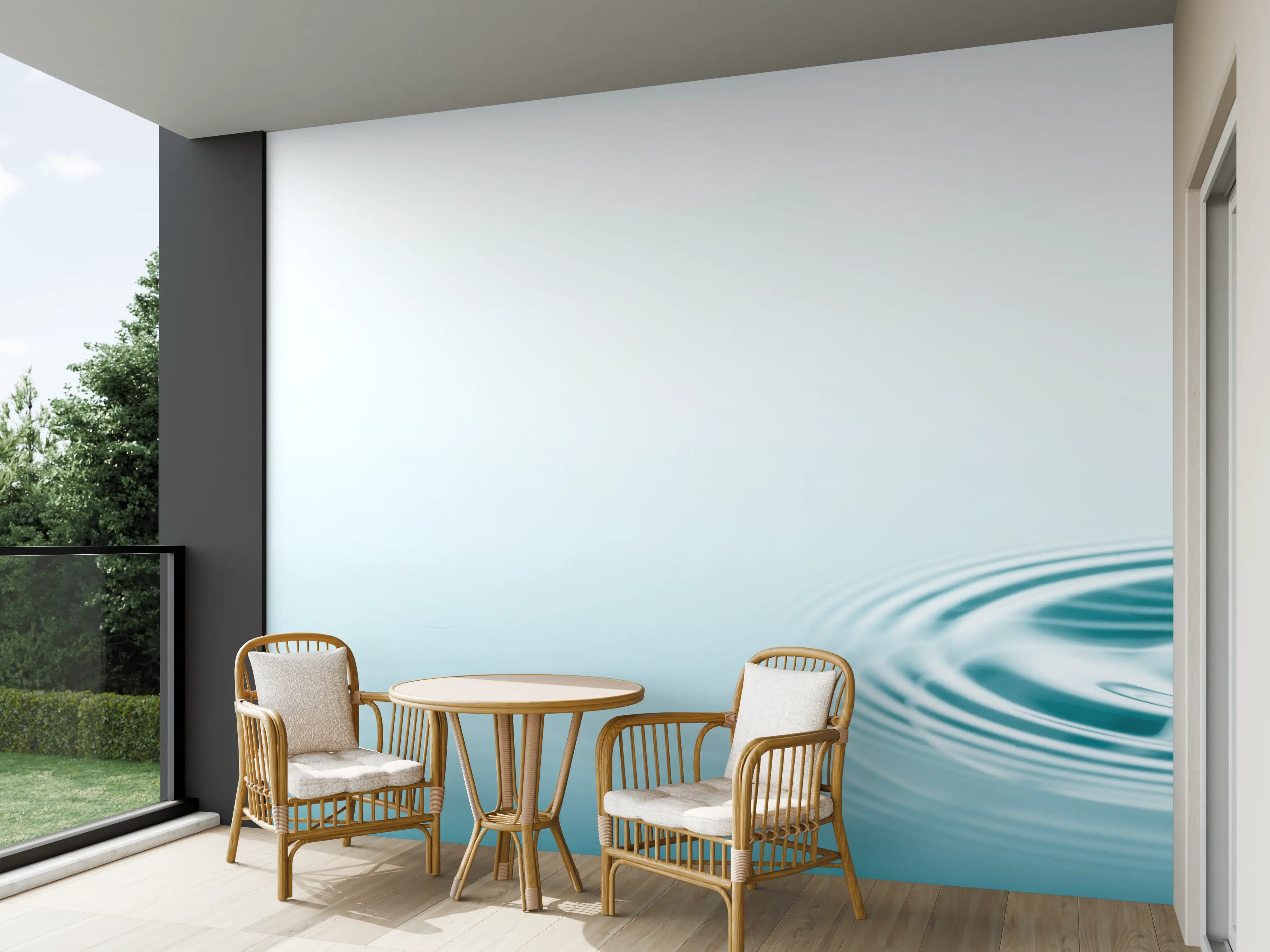 Wandverkleidung außen - Türkis-Weißer Wassertropfen