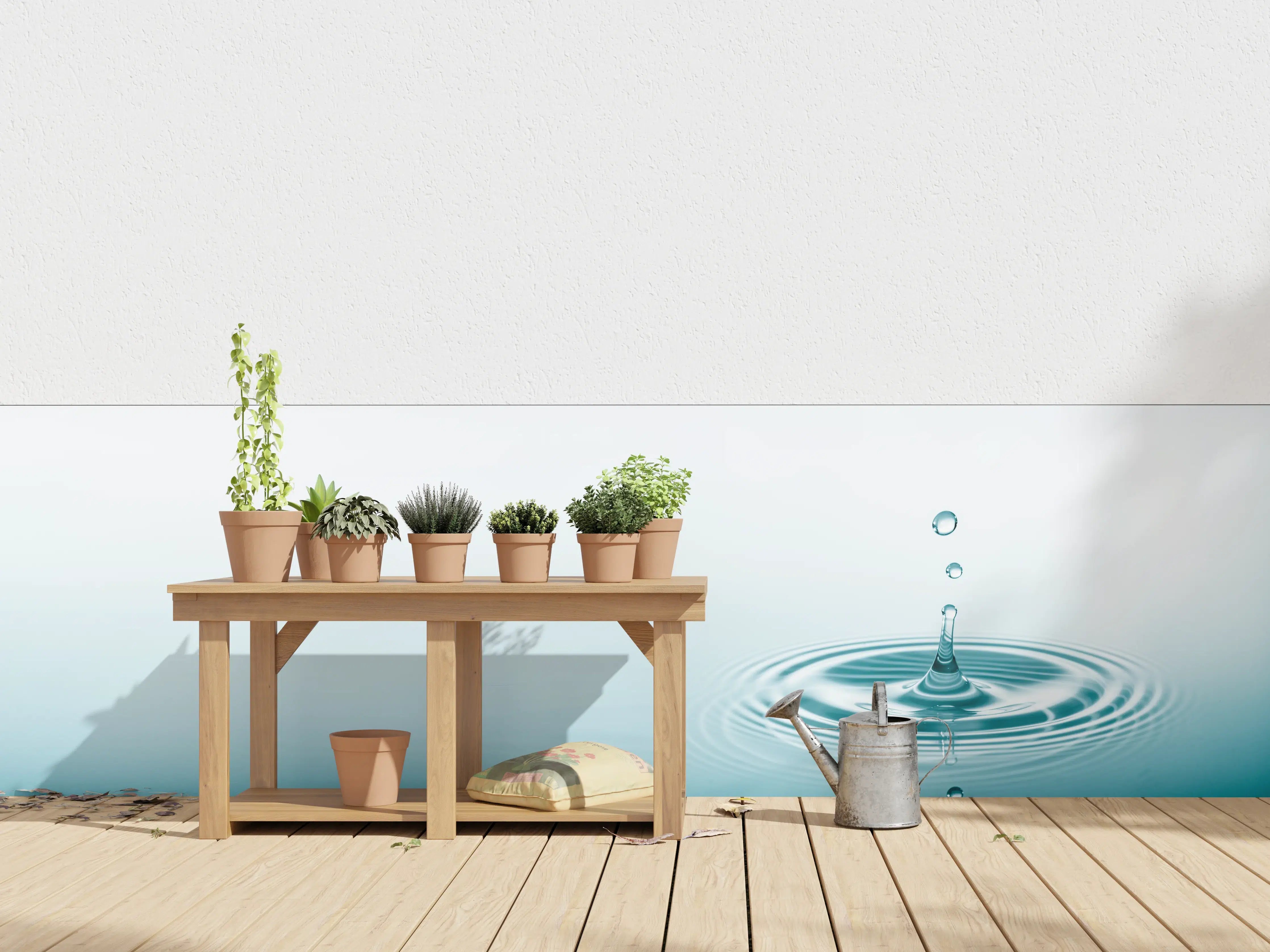 Wandverkleidung außen - Türkis-Weißer Wassertropfen