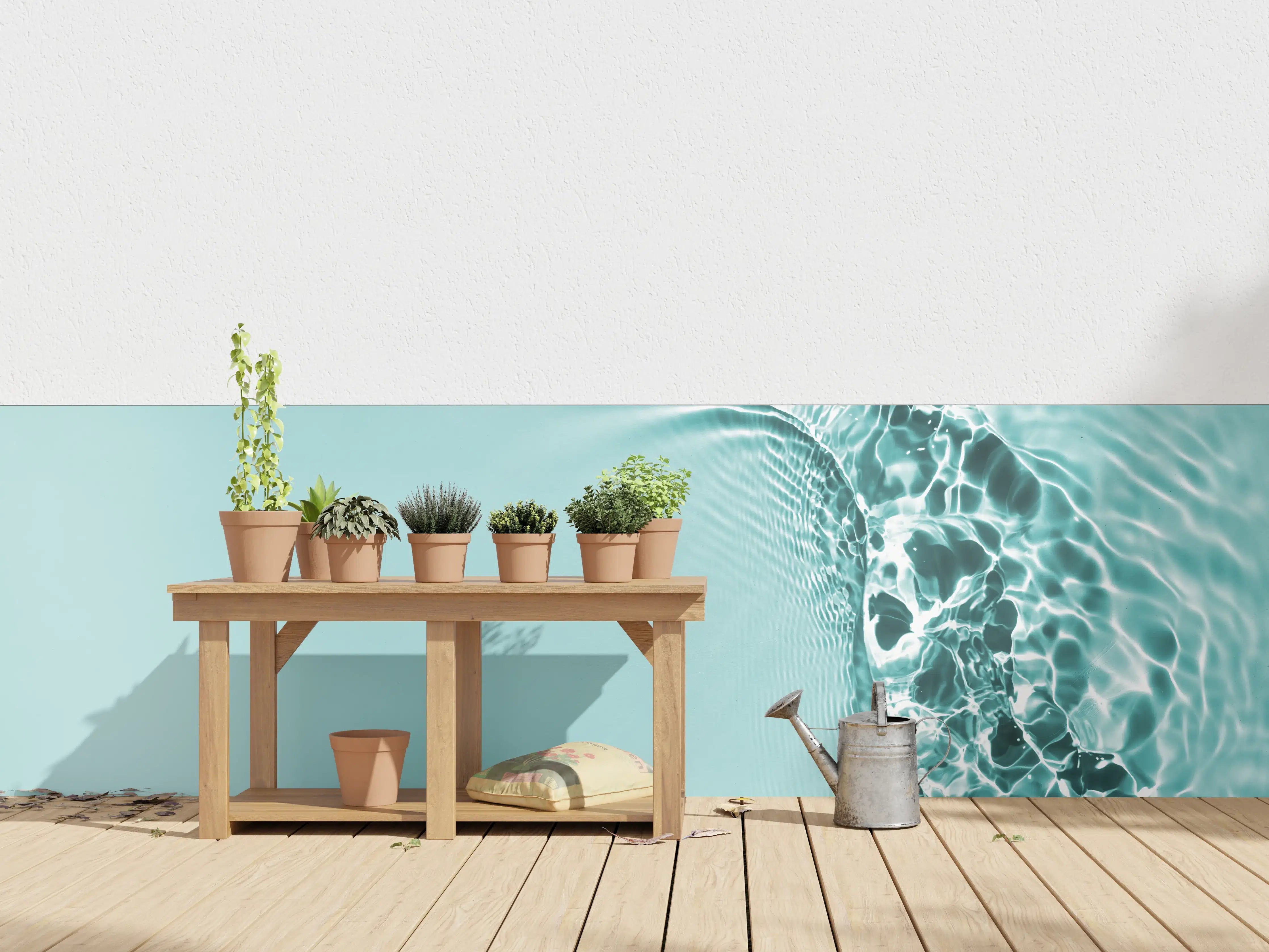 Wandverkleidung außen - Türkisblaues Wasser mit Lichtreflexen