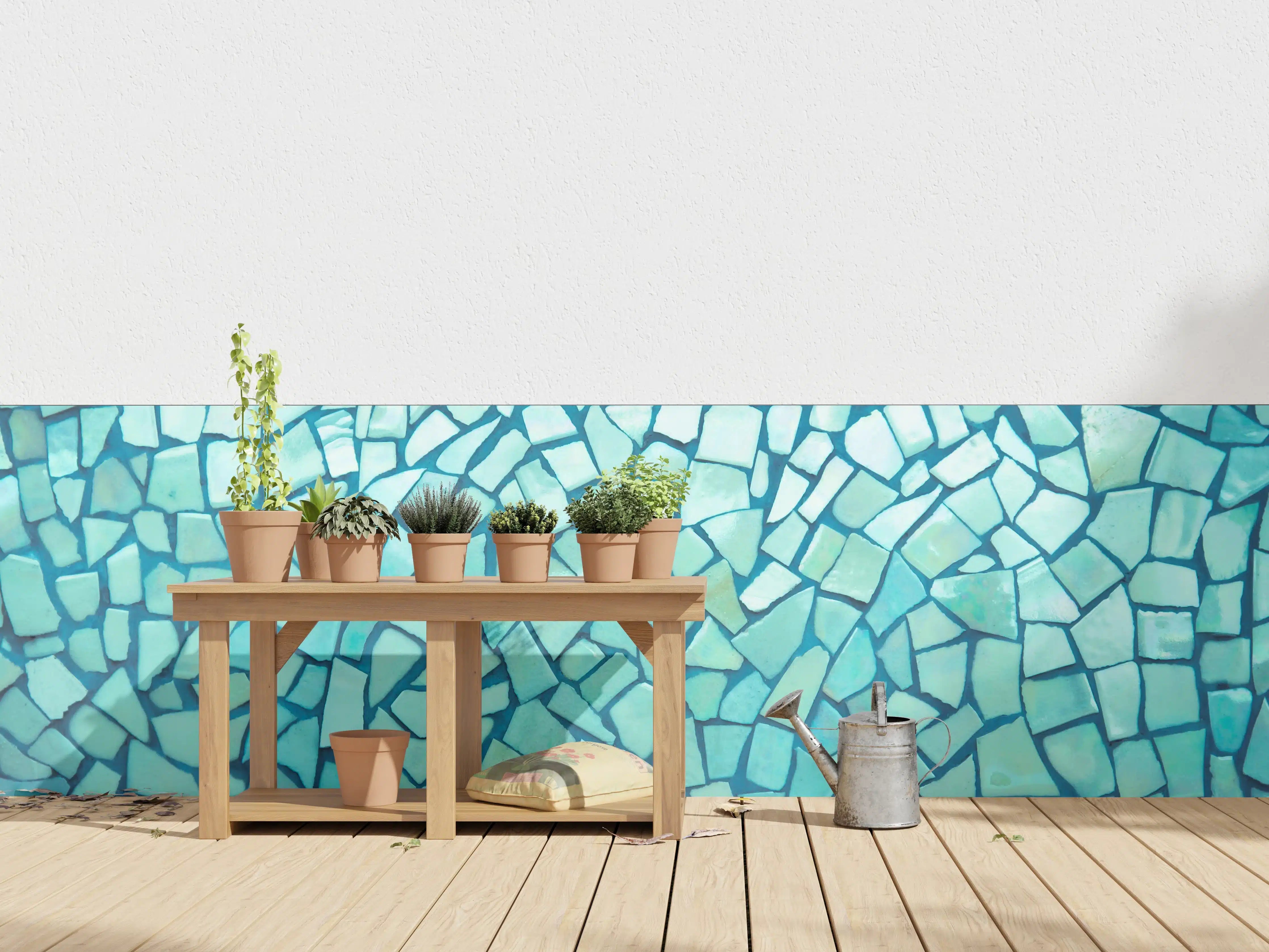 Wandverkleidung außen - Türkise Fliesen Mosaik