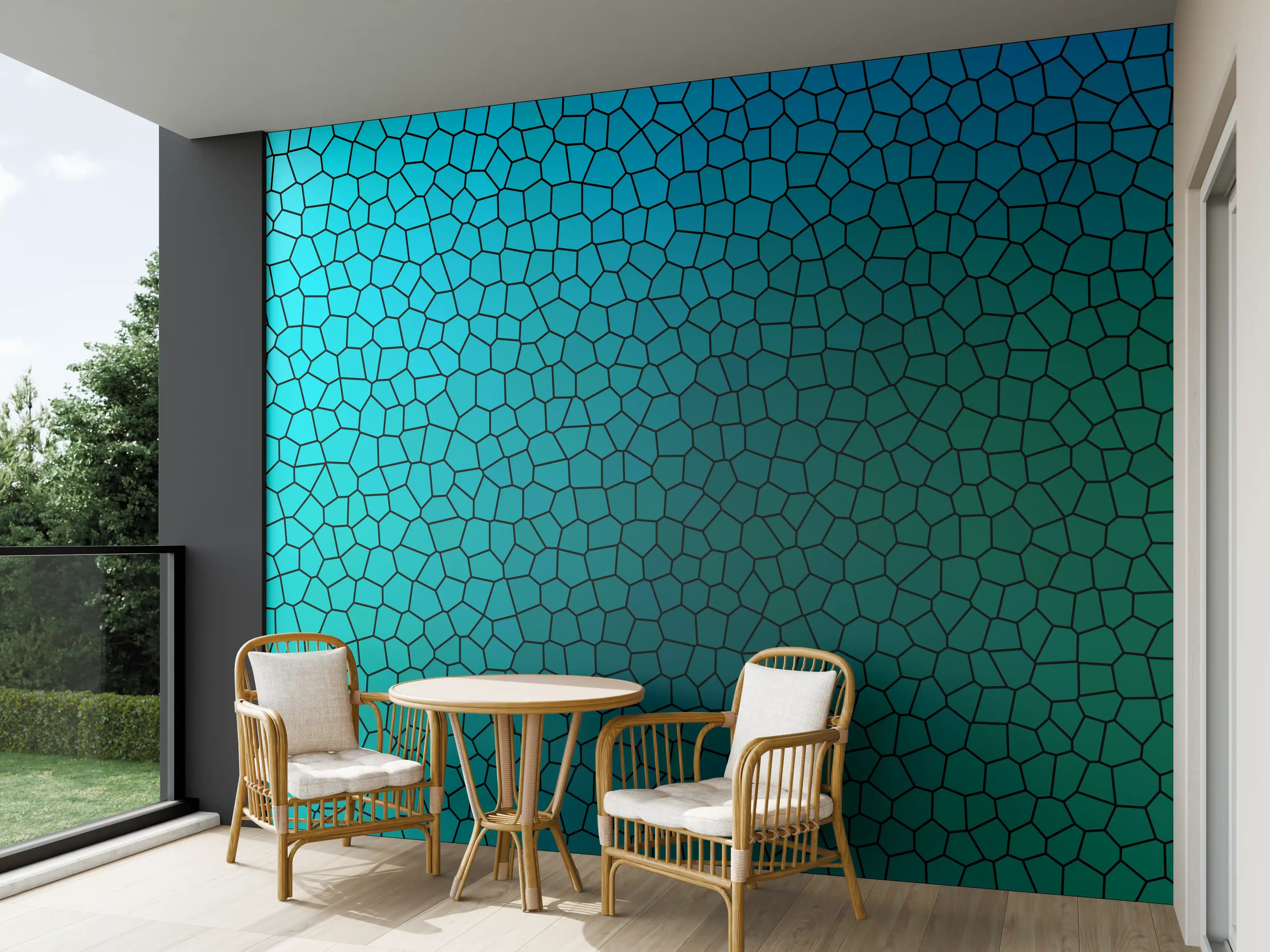 Wandverkleidung außen - Türkises Fliesenmuster - Mosaik