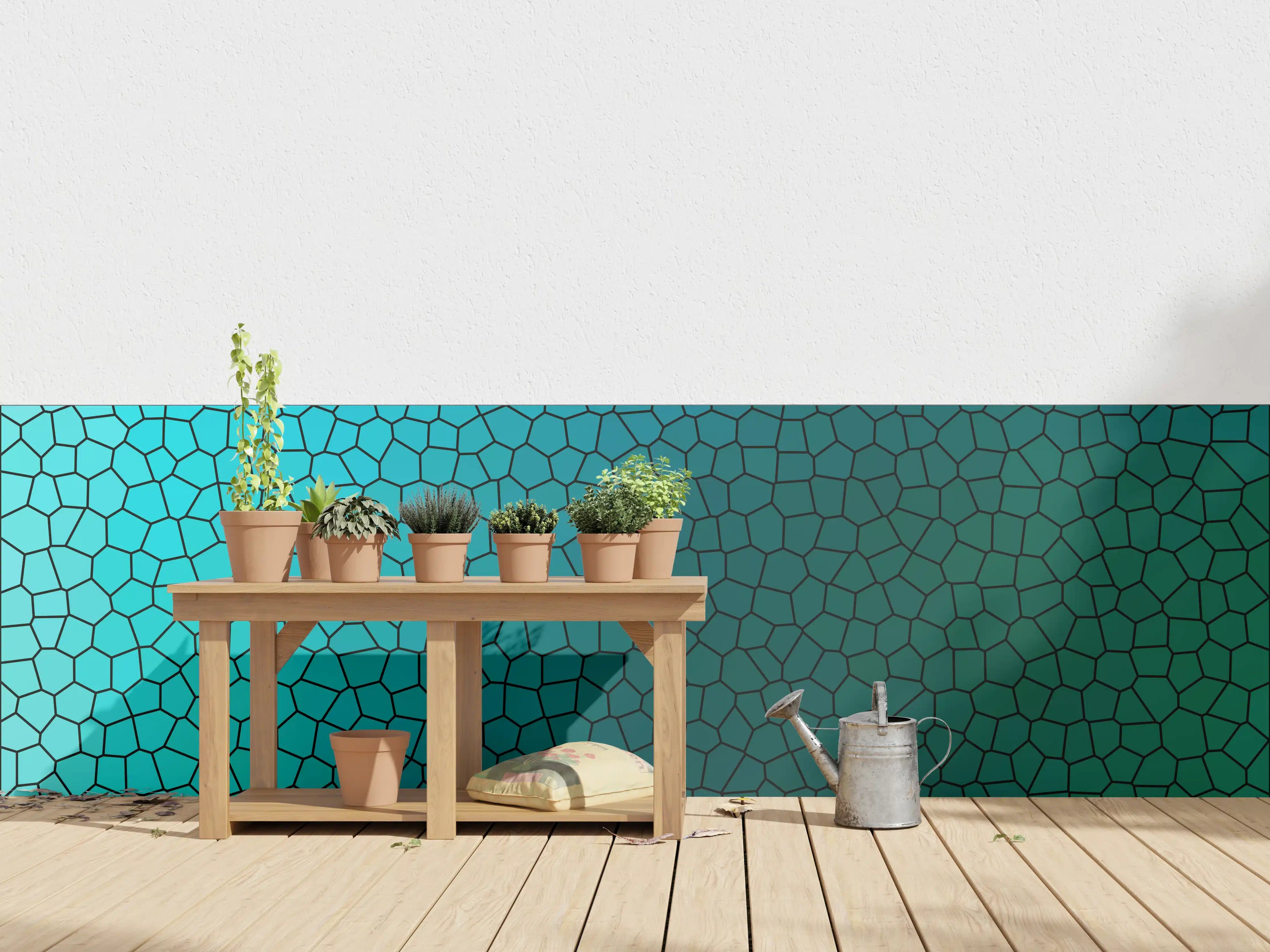 Wandverkleidung außen - Türkises Fliesenmuster - Mosaik