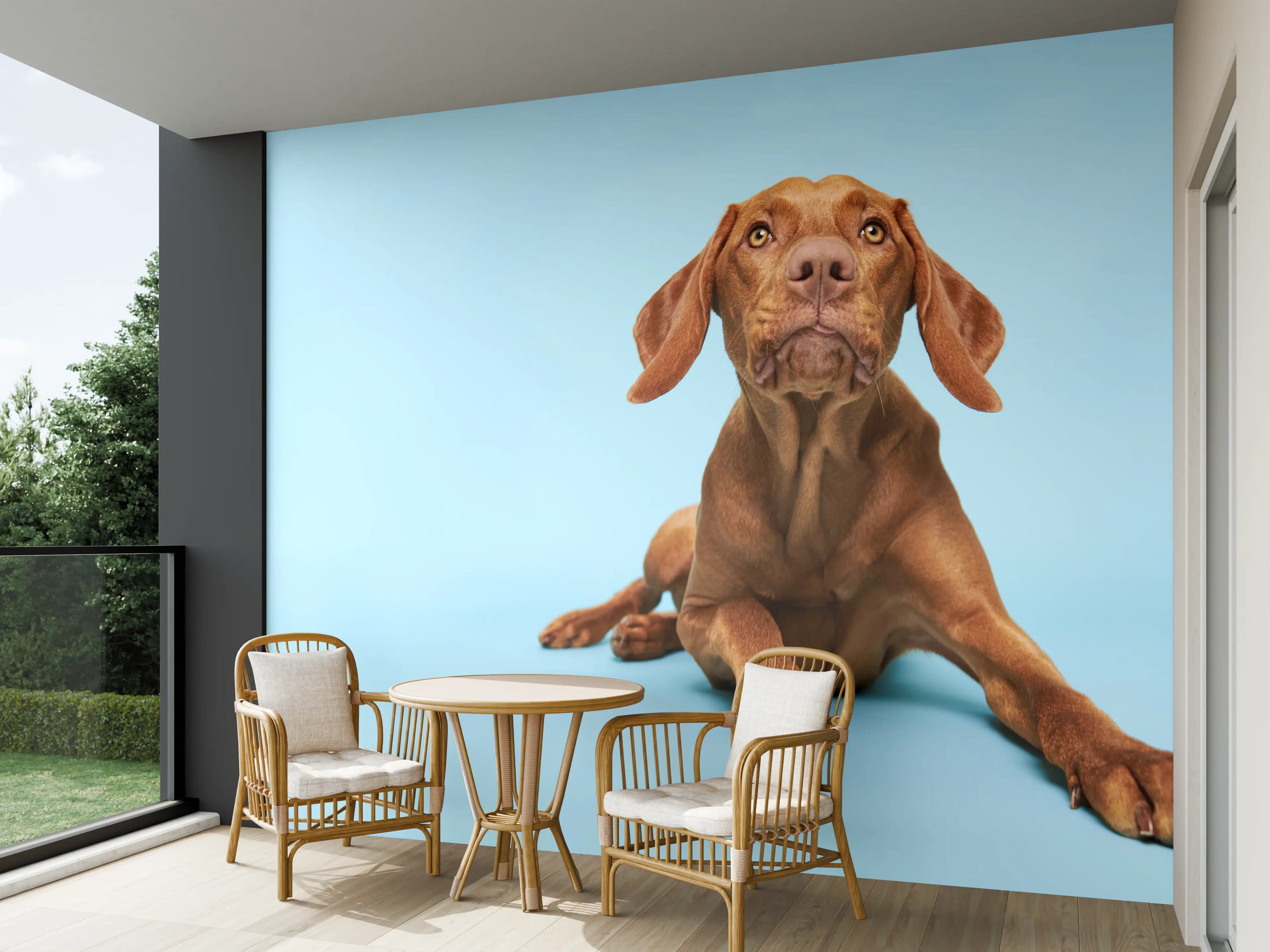 Wandverkleidung außen - Ungarischer Vizsla-Welpe Portrait
