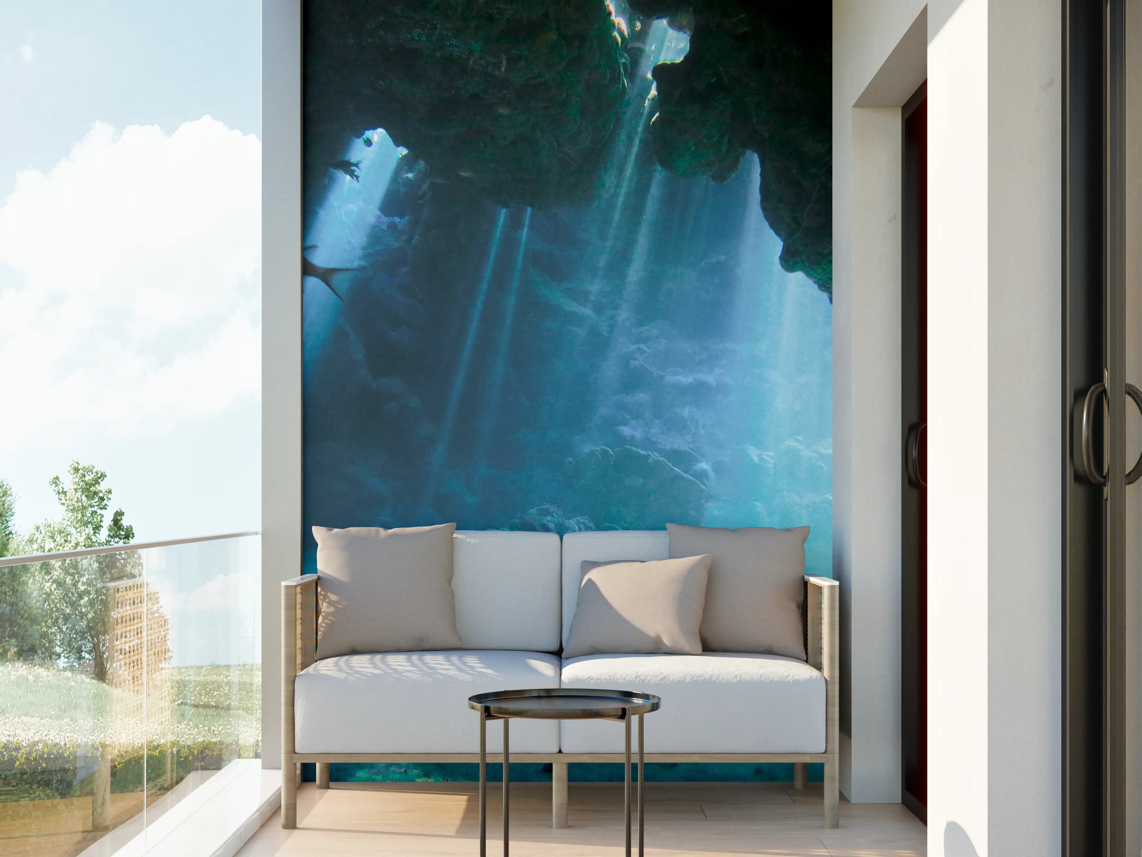 Wandverkleidung außen - Unterwasserhöhle mit Sonnenstrahlen - Japan