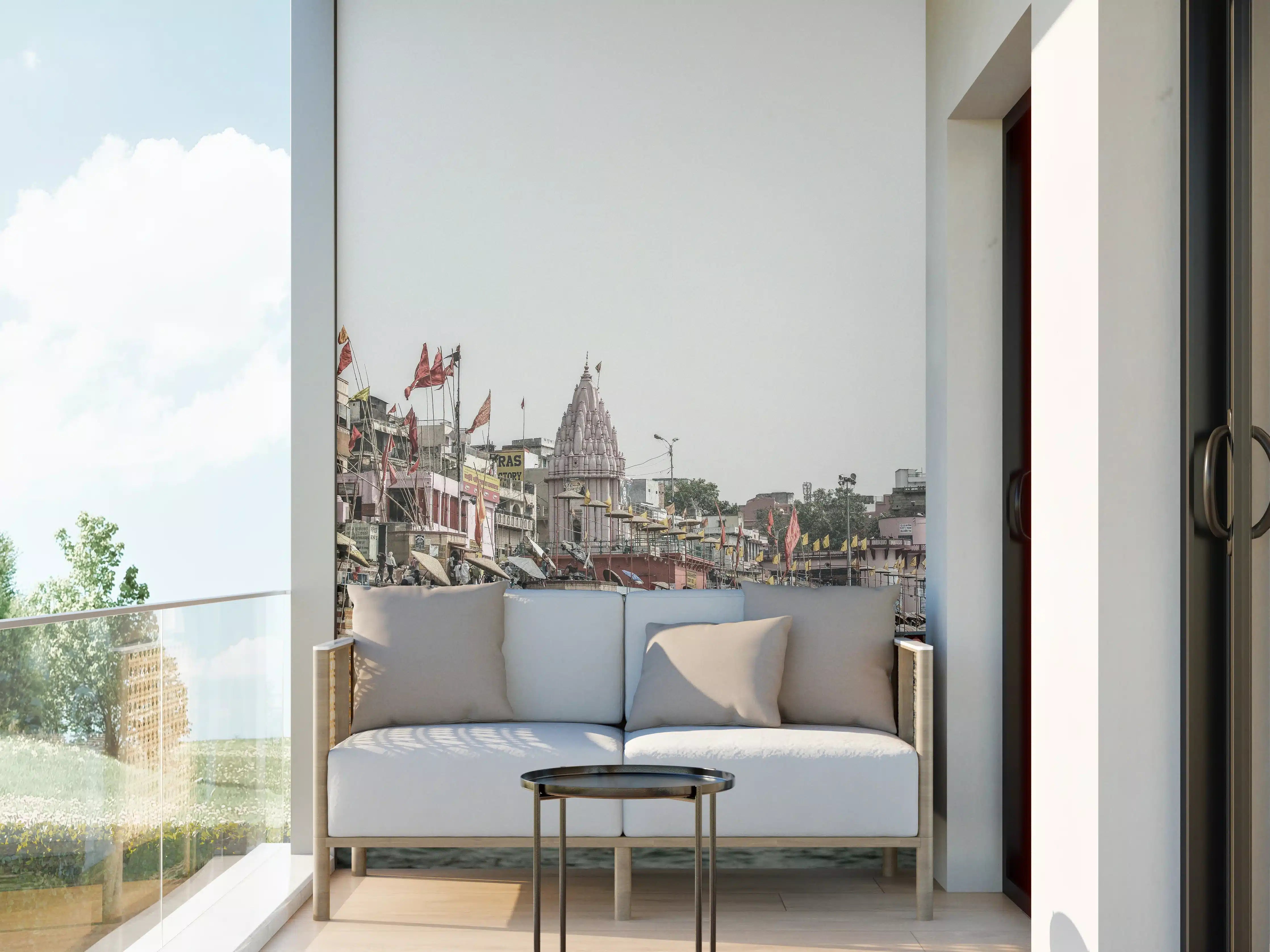 Wandverkleidung außen - Varanasi Ghats und Ganges
