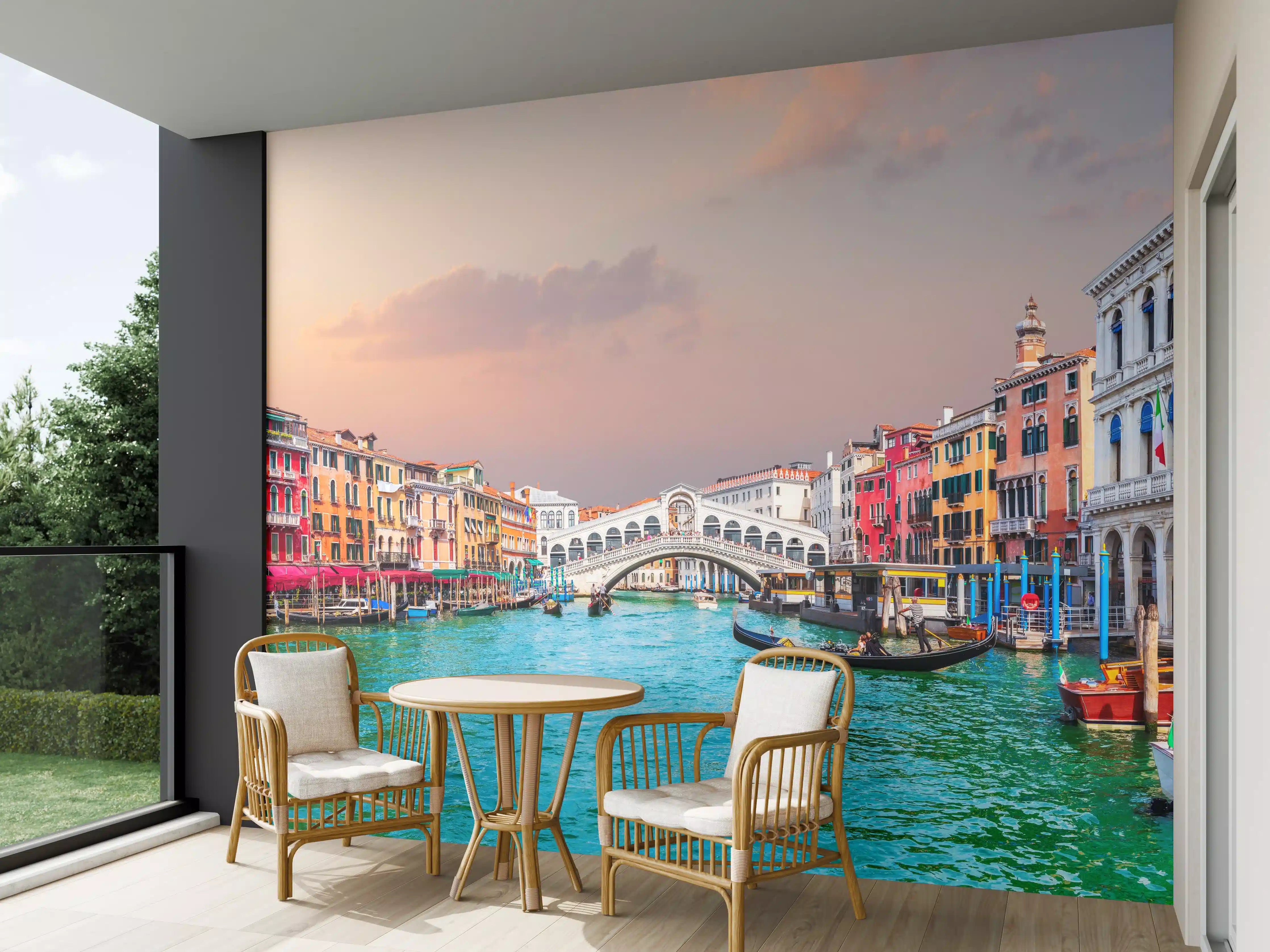 Wandverkleidung außen - Venedig Kanal bei Sonnenuntergang
