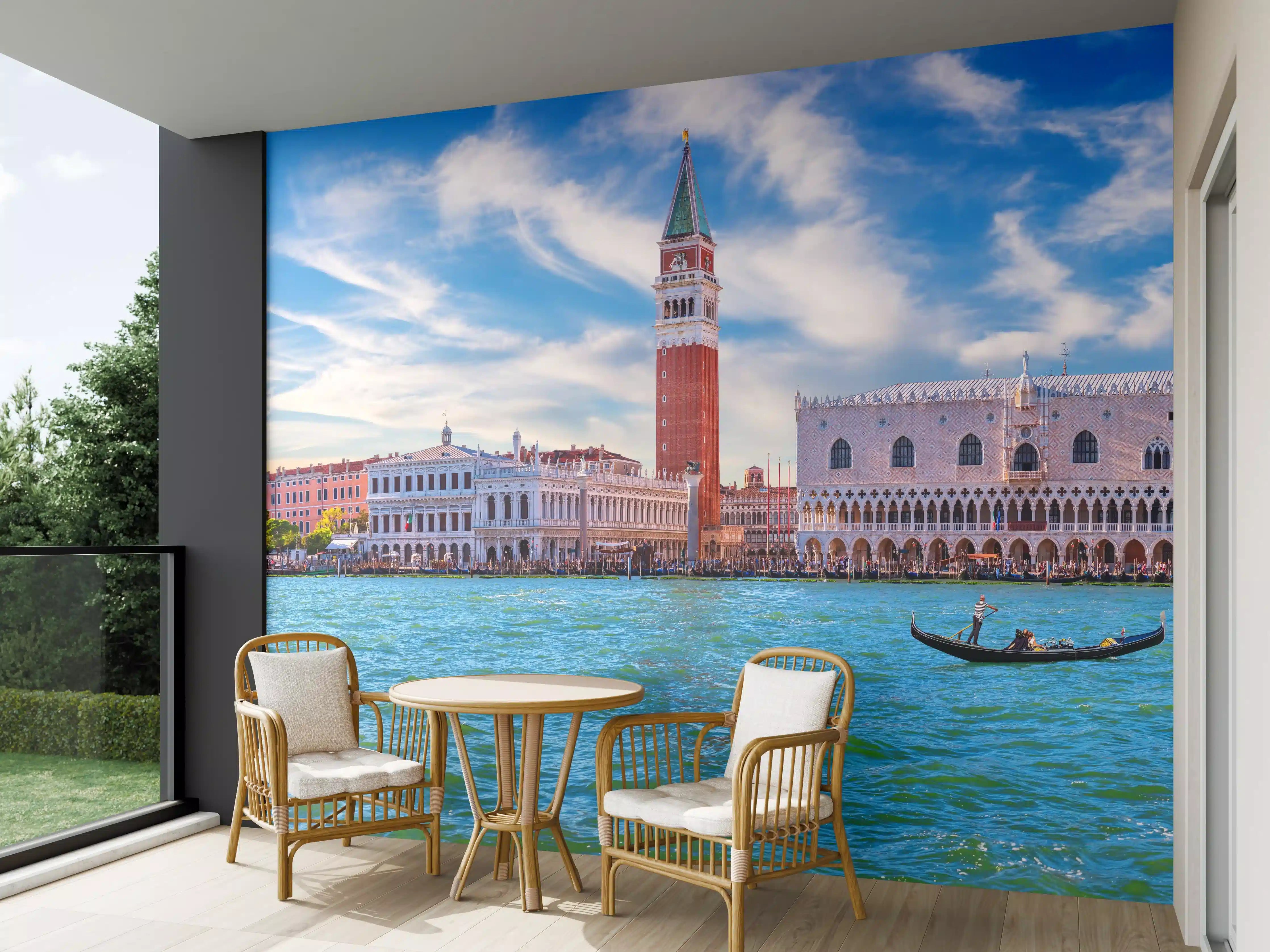 Wandverkleidung außen - Venedig Skyline Blau-Türkis