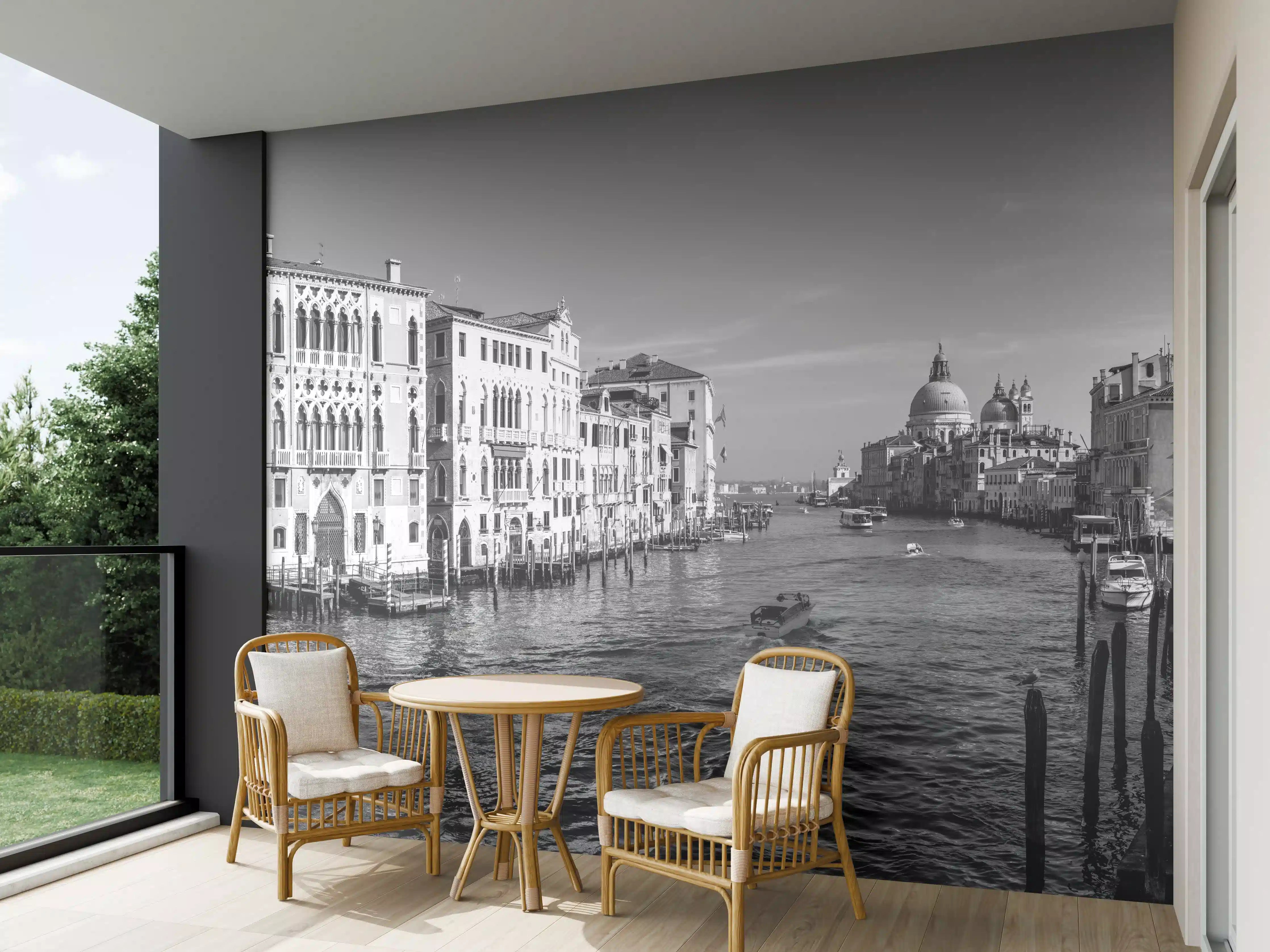 Wandverkleidung außen - Venedig in Schwarz und Weiß
