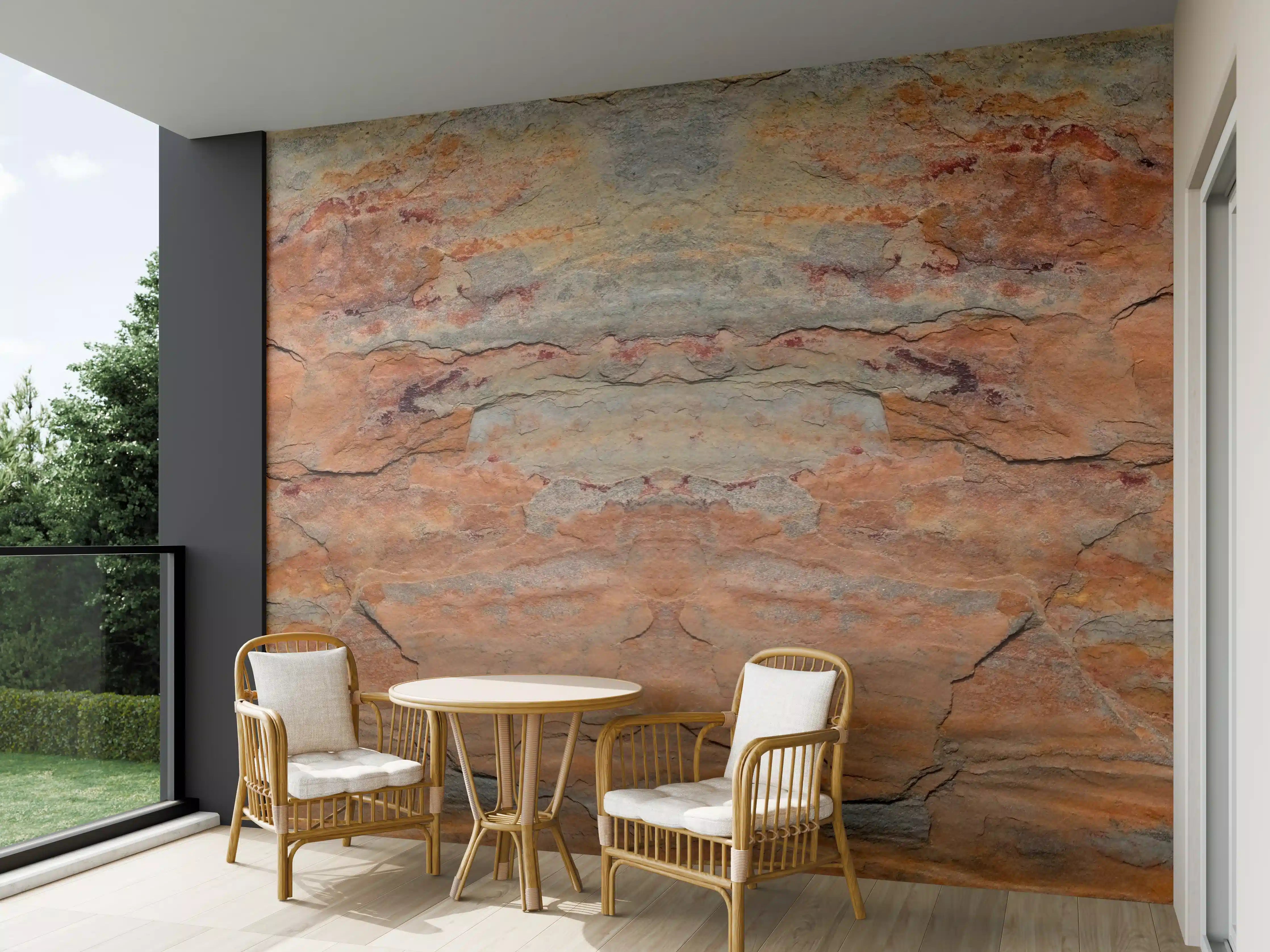 Wandverkleidung außen - Verwitterte Steinwand in Panorama-Ansicht