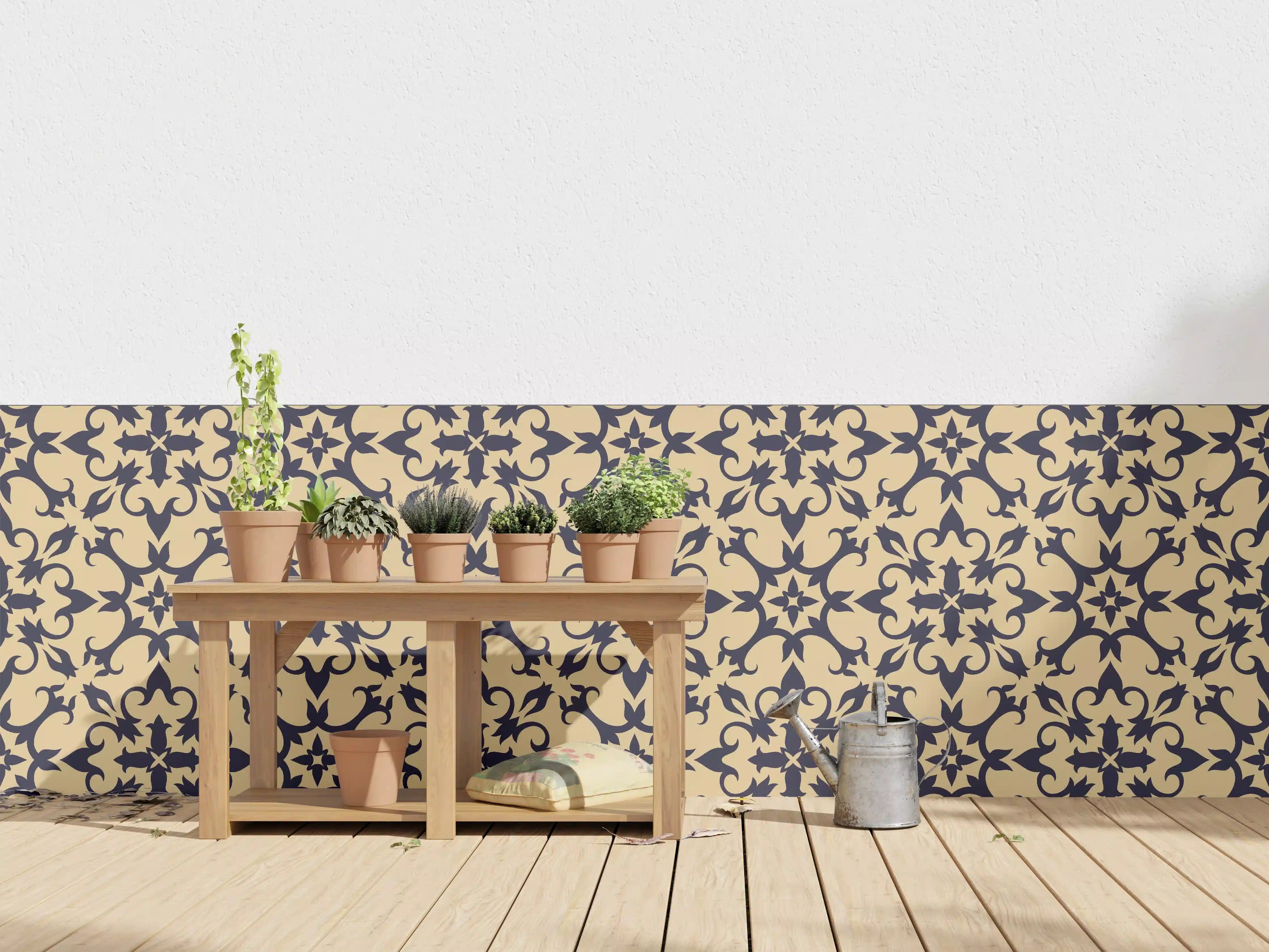 Wandverkleidung außen - Vintage Barock Muster Beige