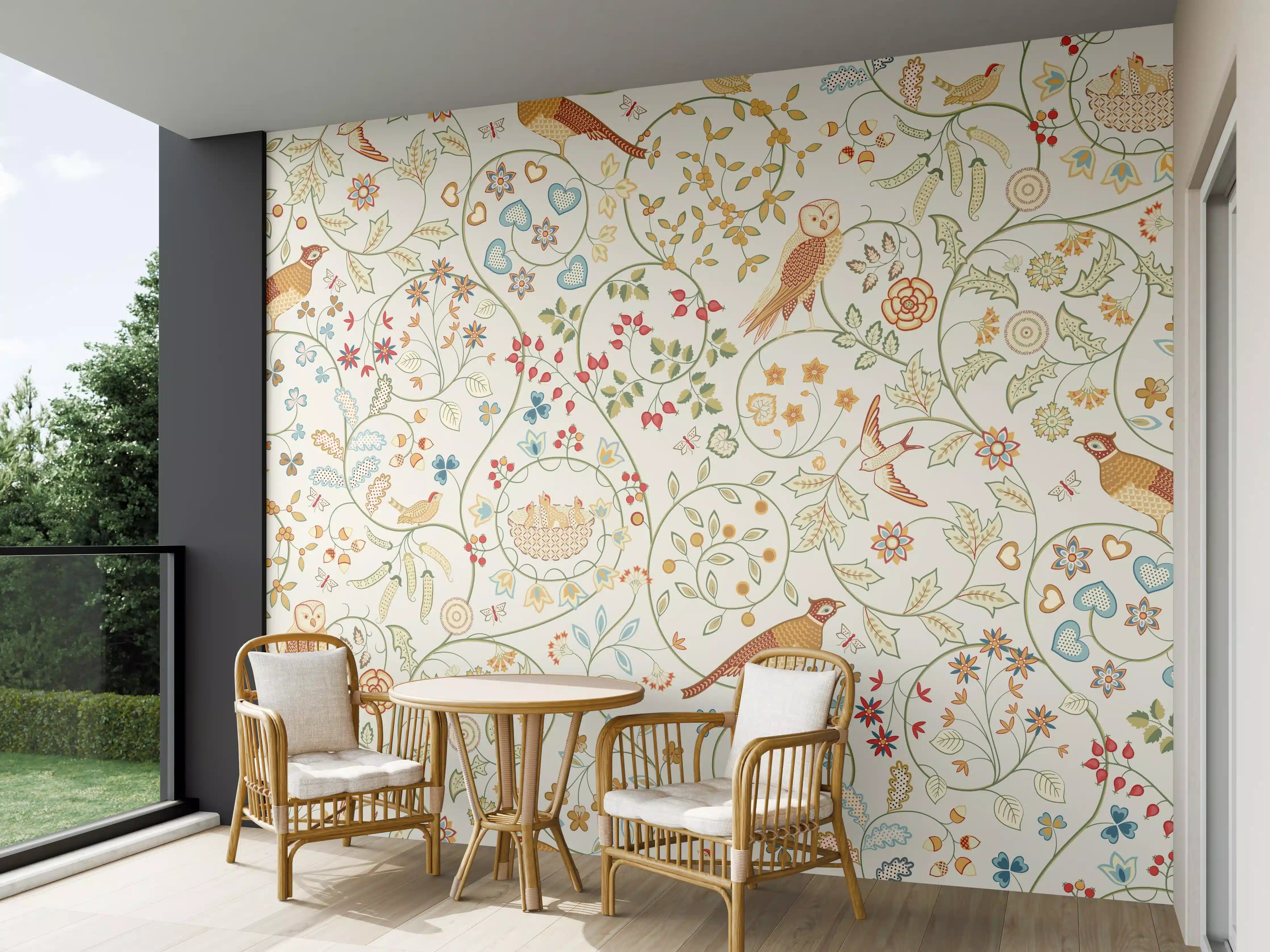 Wandverkleidung außen - Vintage Bloom Blumenmuster Beige