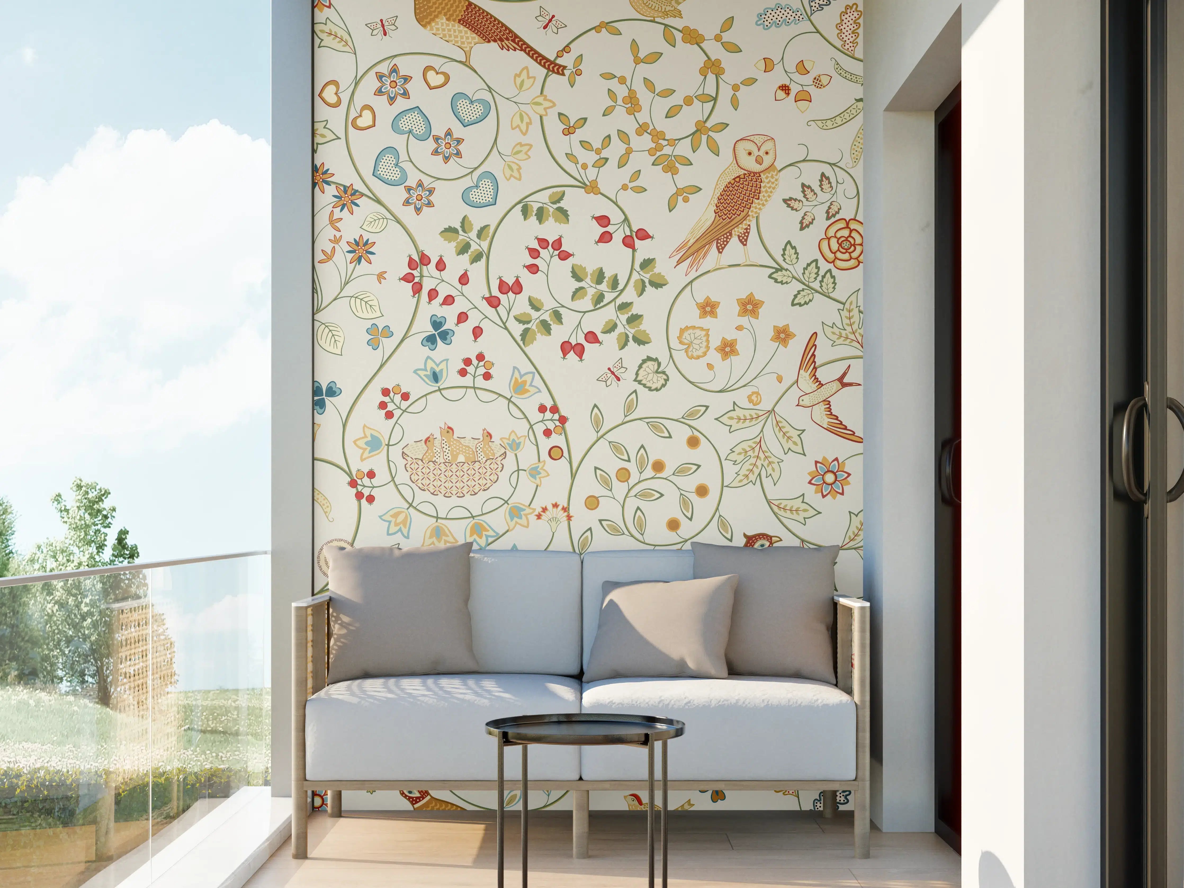 Wandverkleidung außen - Vintage Bloom Blumenmuster Beige