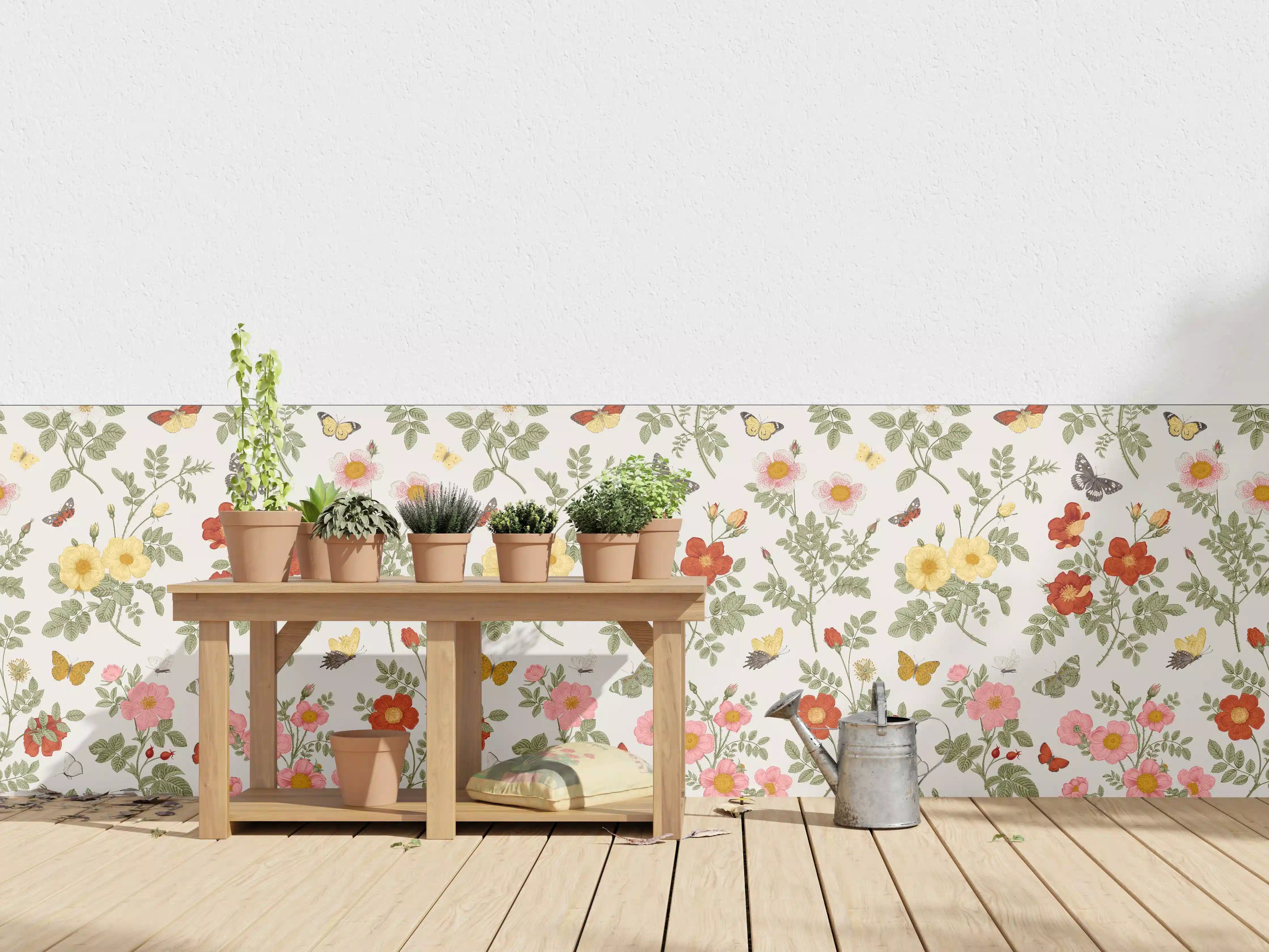Wandverkleidung außen - Vintage Bloom Blumenmuster Rosa-Beige