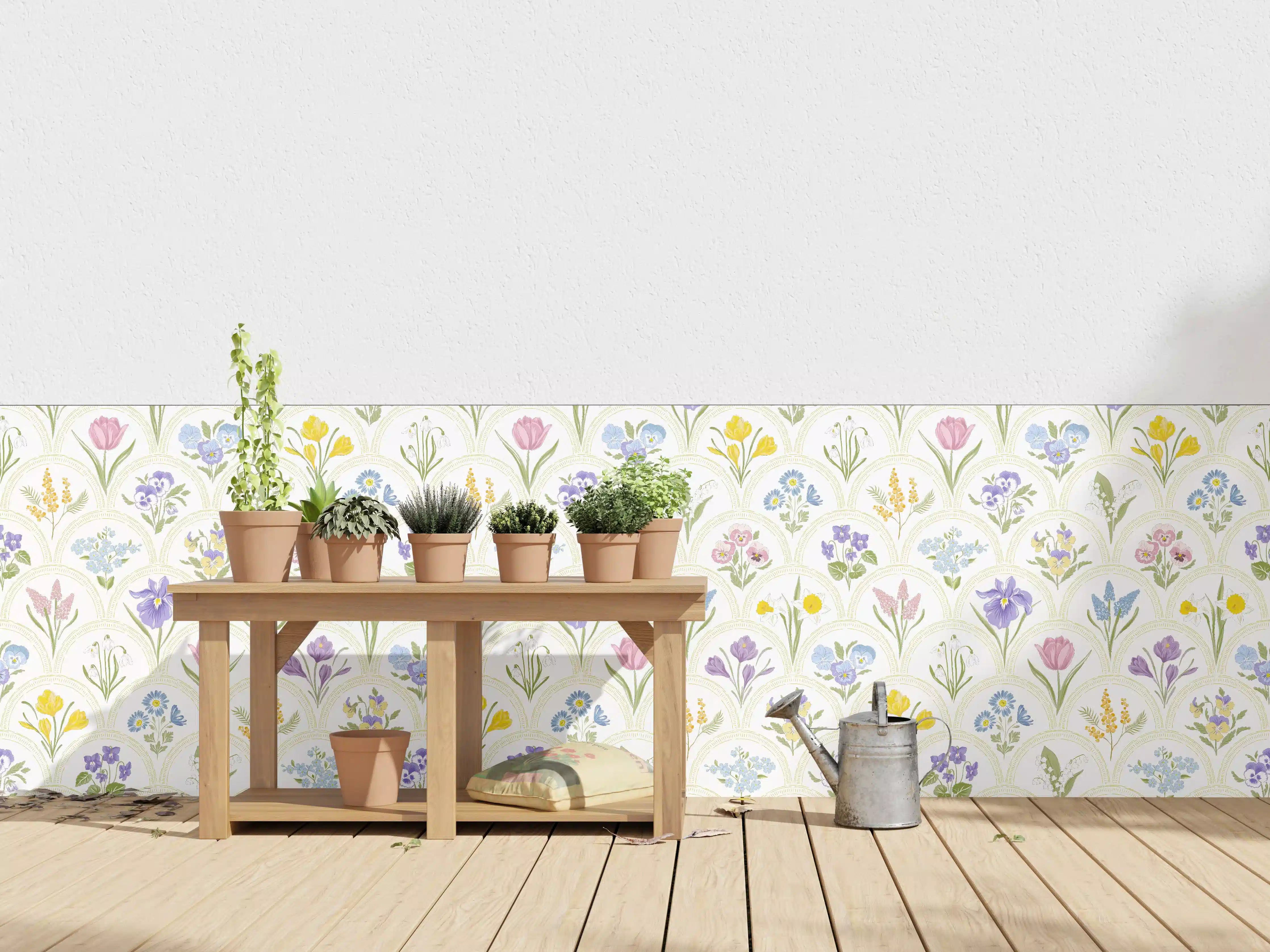 Wandverkleidung außen - Vintage Bloom Pastell-Blumentapete