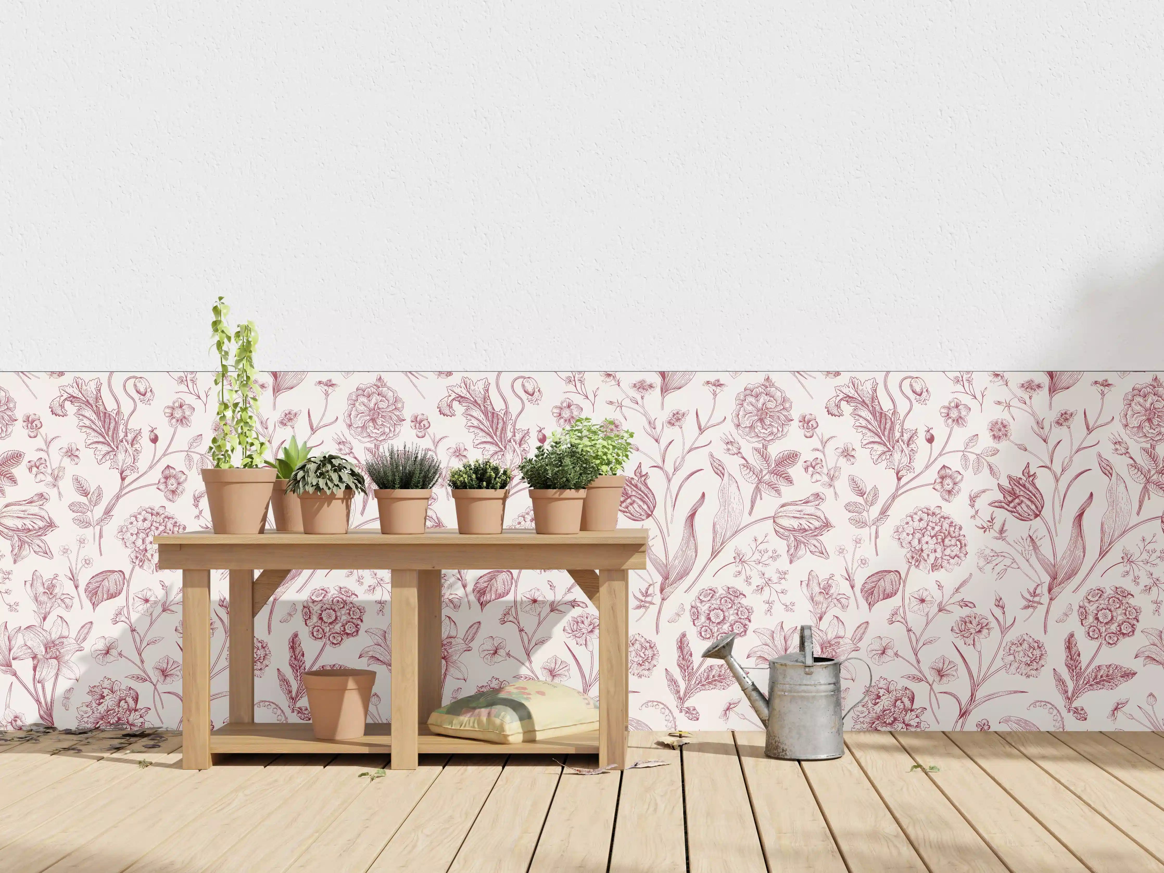 Wandverkleidung außen - Vintage Bloom Rosa-Muster