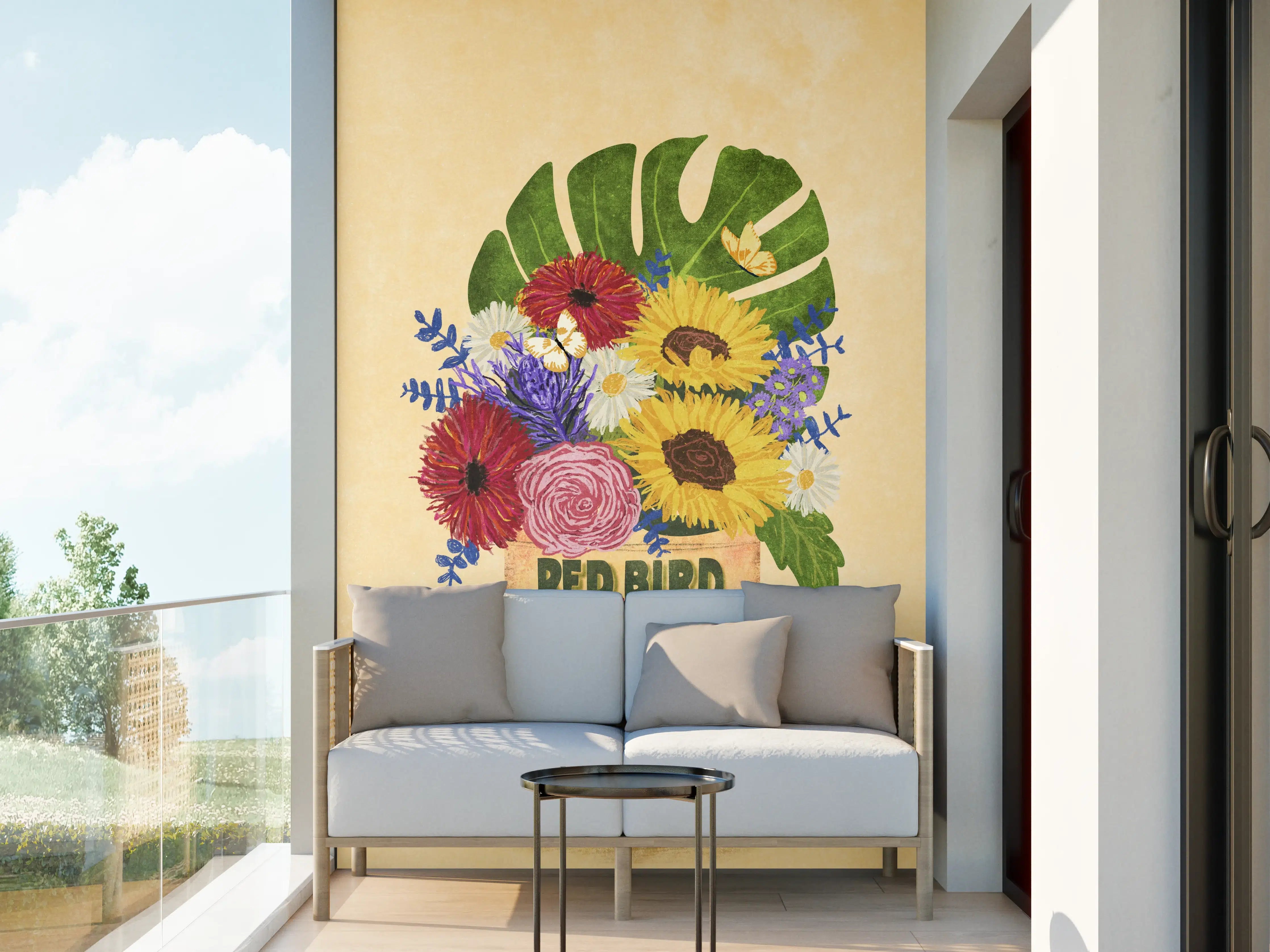 Wandverkleidung außen - Vintage Blumenarrangement