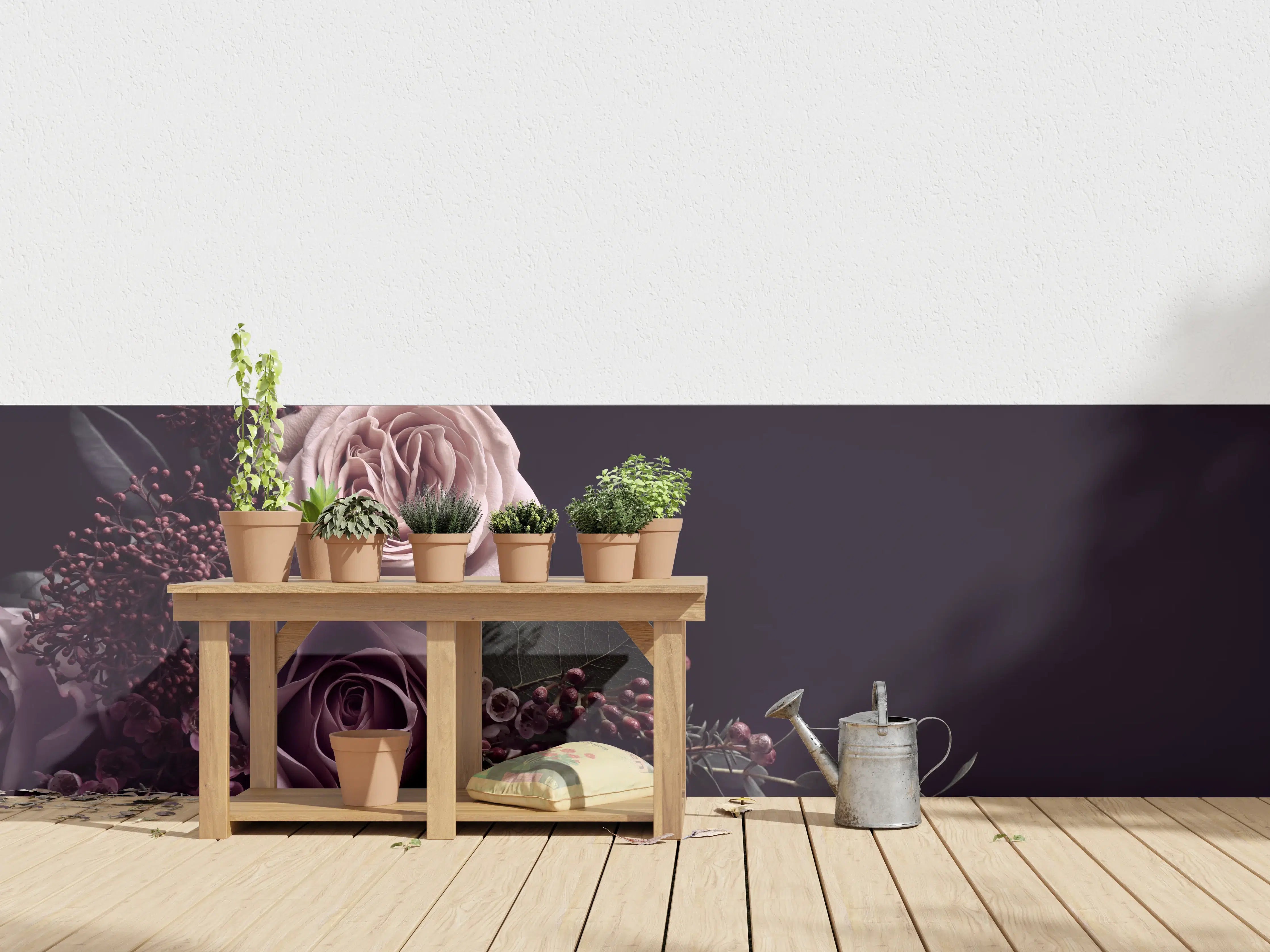 Wandverkleidung außen - Vintage Blumenstrauß auf schwarzem Hintergrund