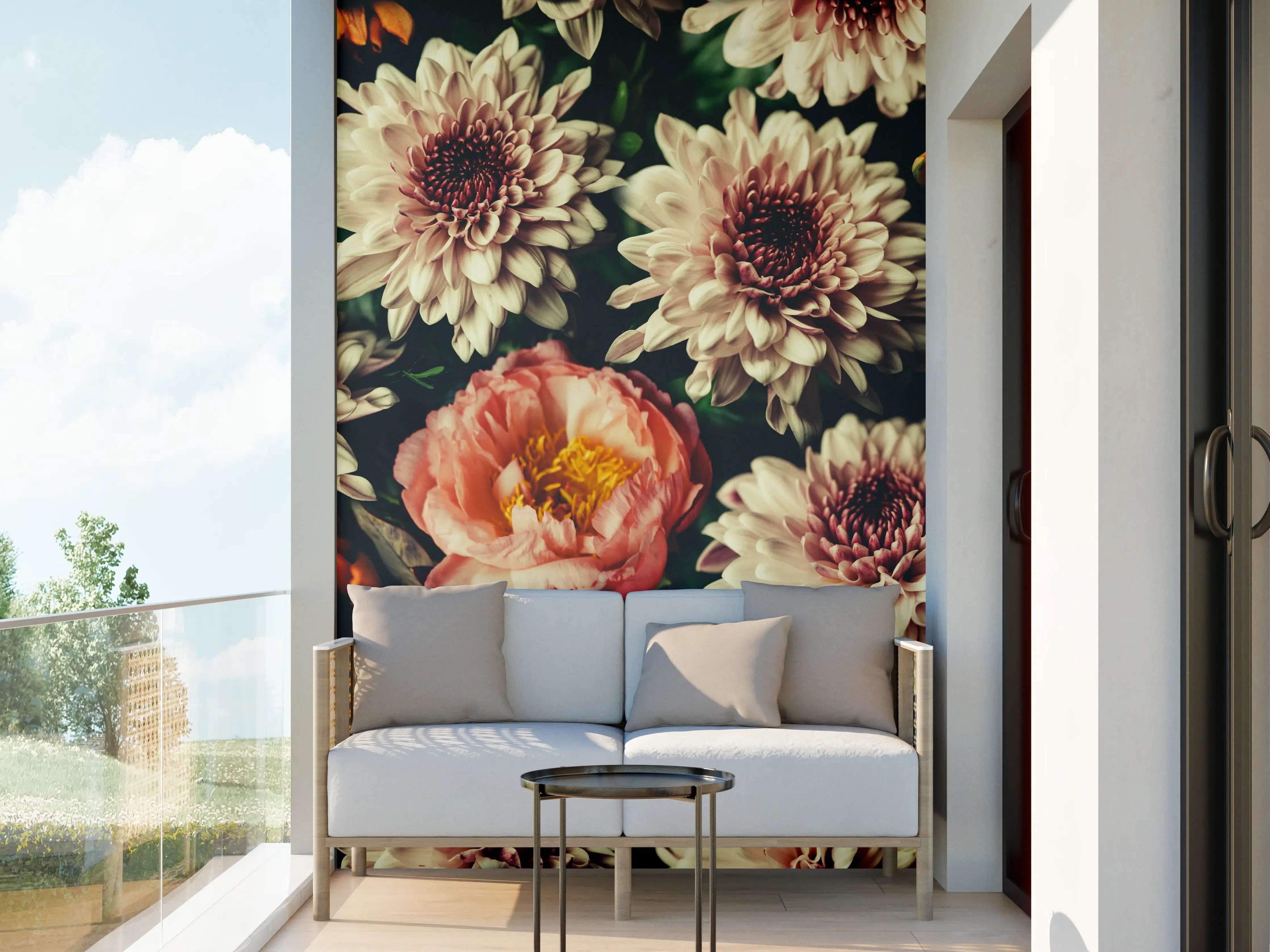 Wandverkleidung außen - Vintage-Bouquet mit schönen Blumen