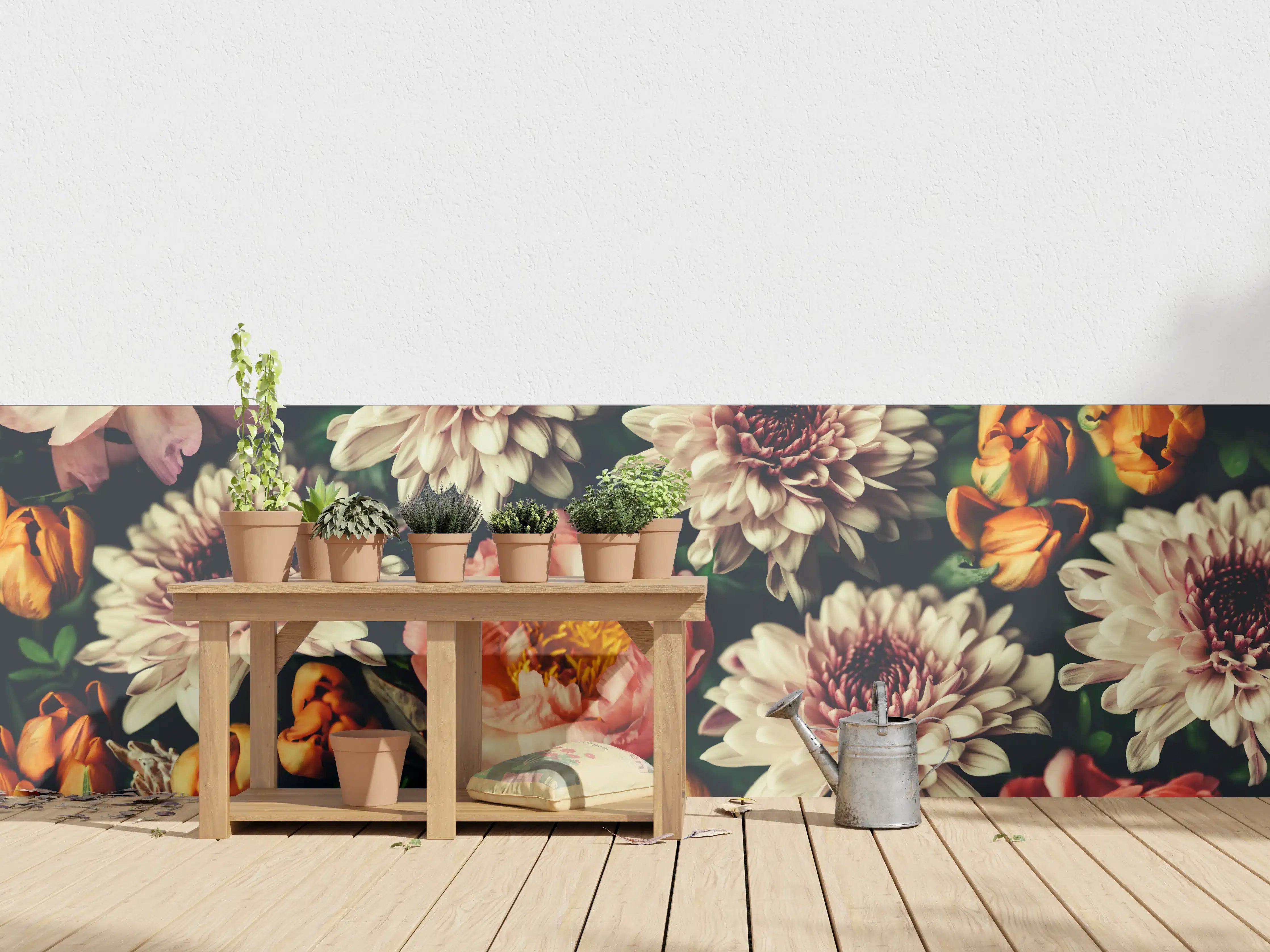 Wandverkleidung außen - Vintage-Bouquet mit schönen Blumen