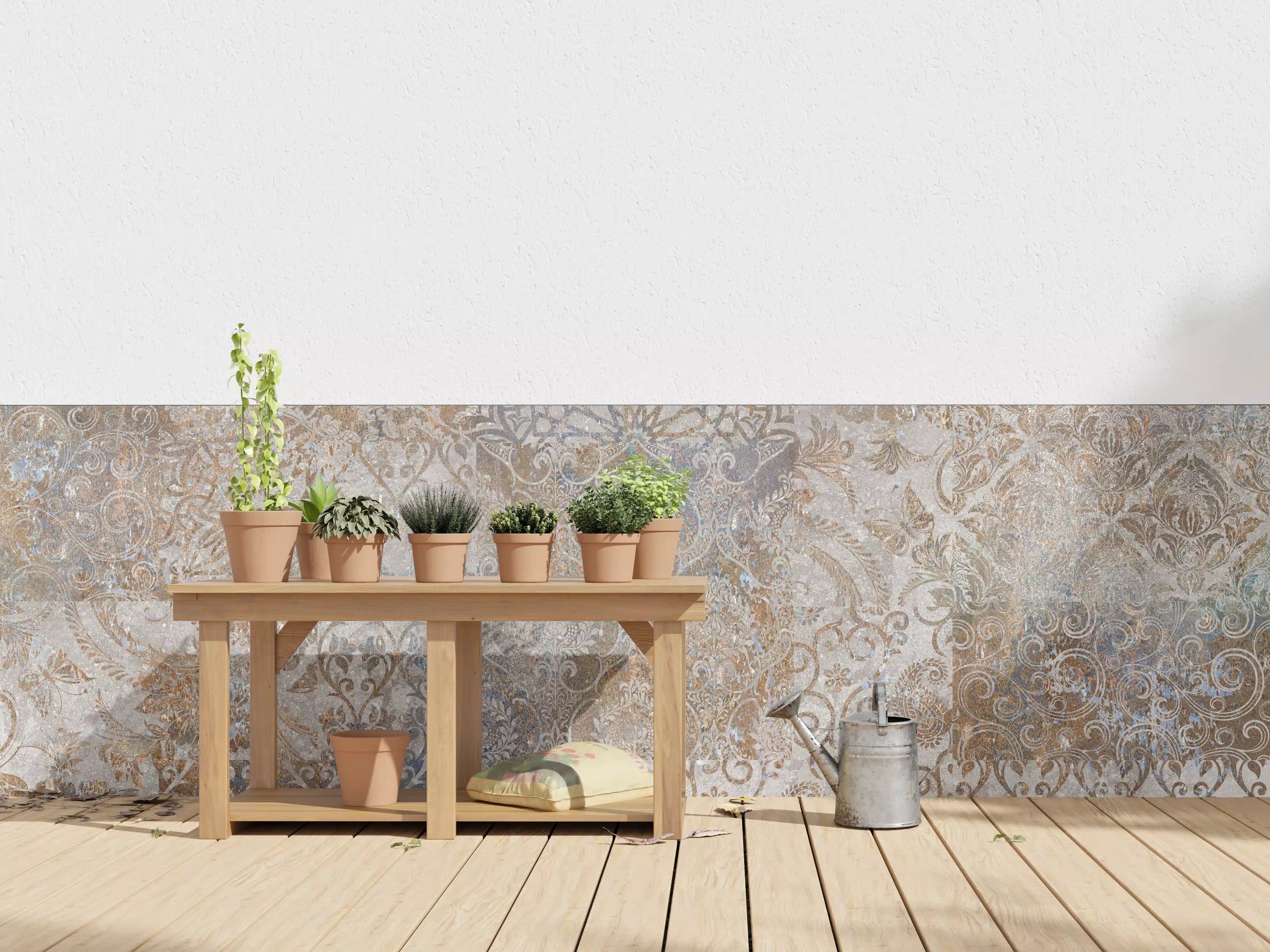 Wandverkleidung außen - Vintage Florales Design