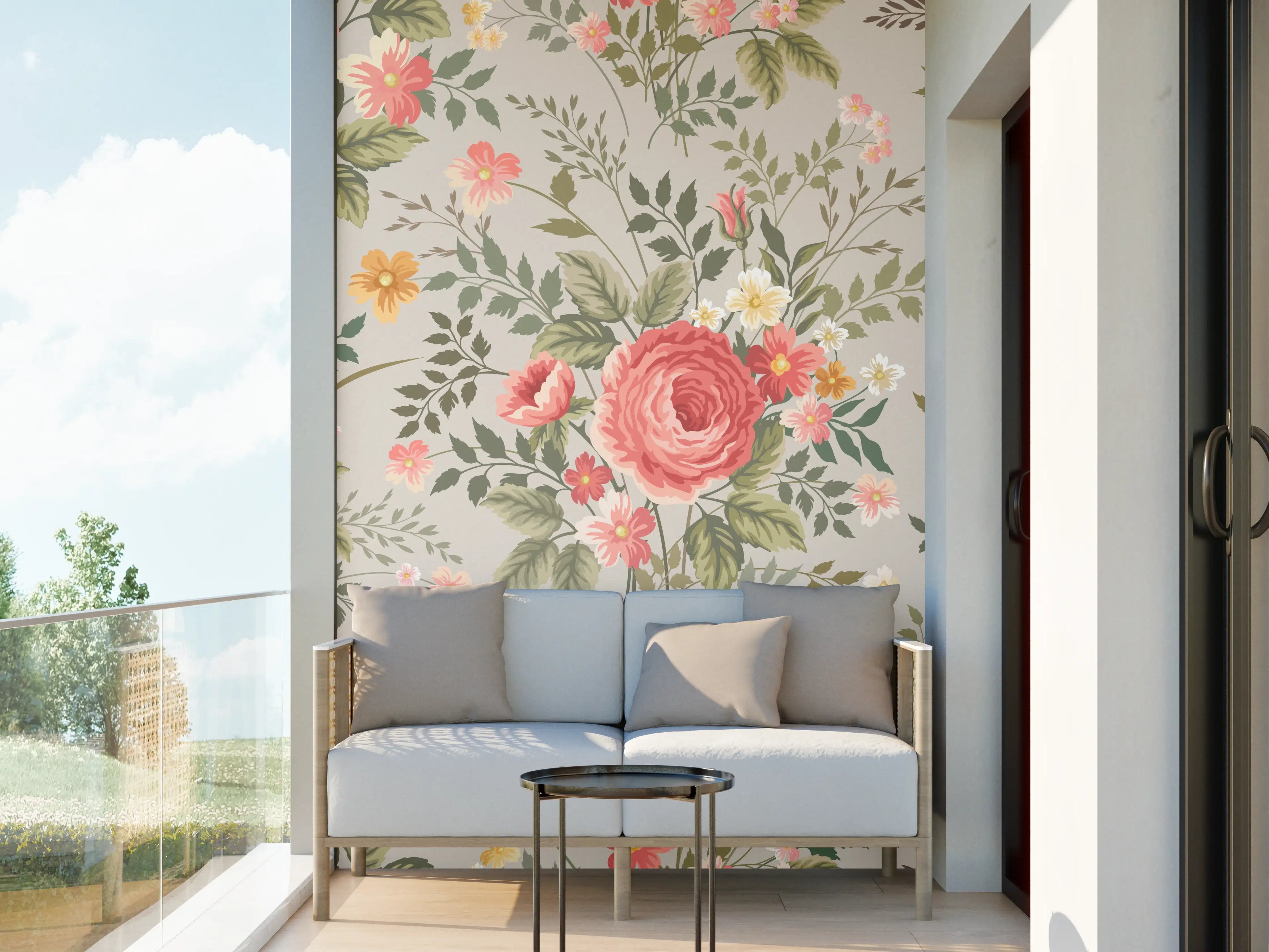 Wandverkleidung außen - Vintage Pfirsich-Blumenmuster