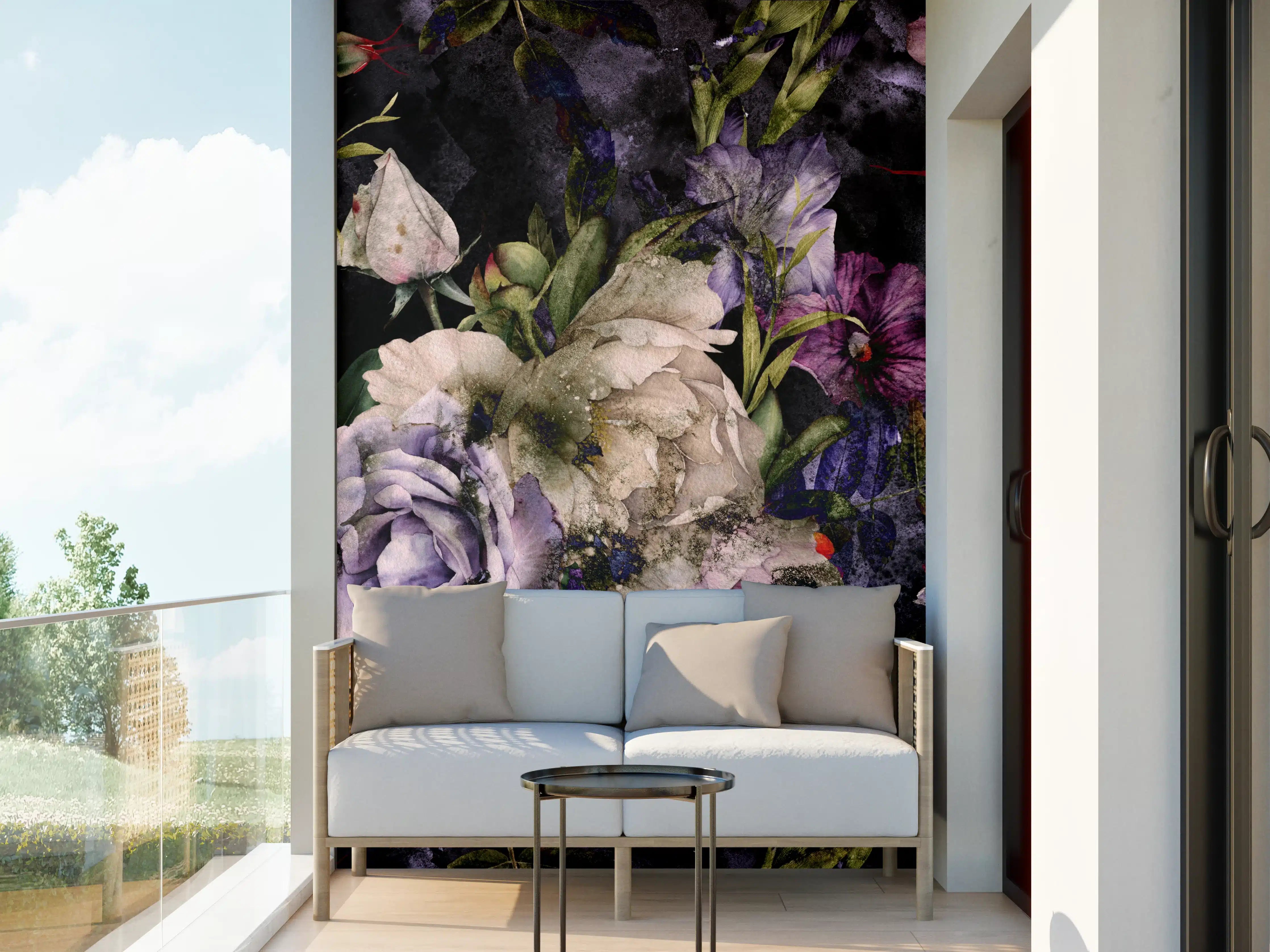 Wandverkleidung außen - Violette und weiße Blumenpracht