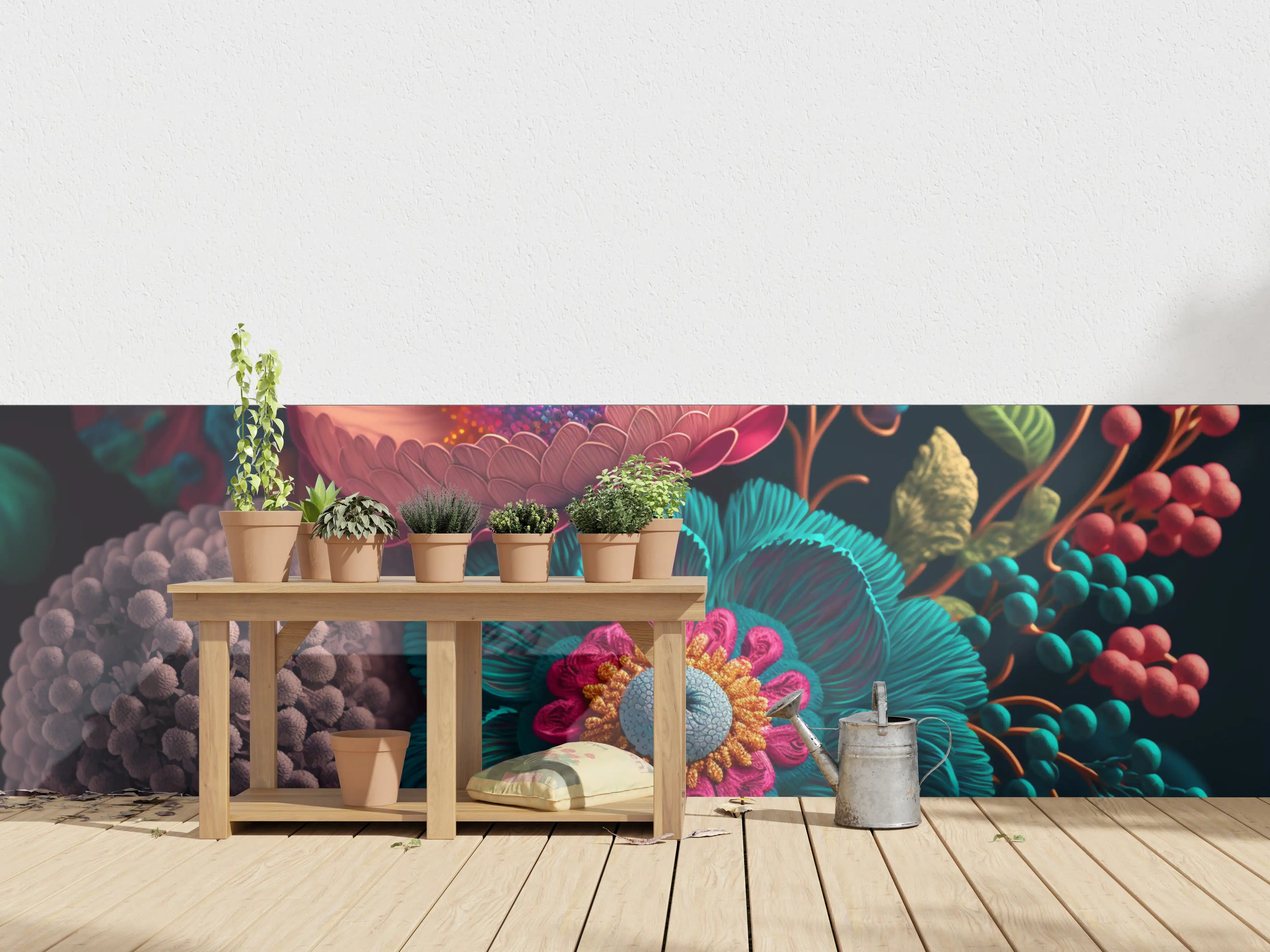 Wandverkleidung außen - Vitale, bunte Blumenwelt in lebendigen Farben
