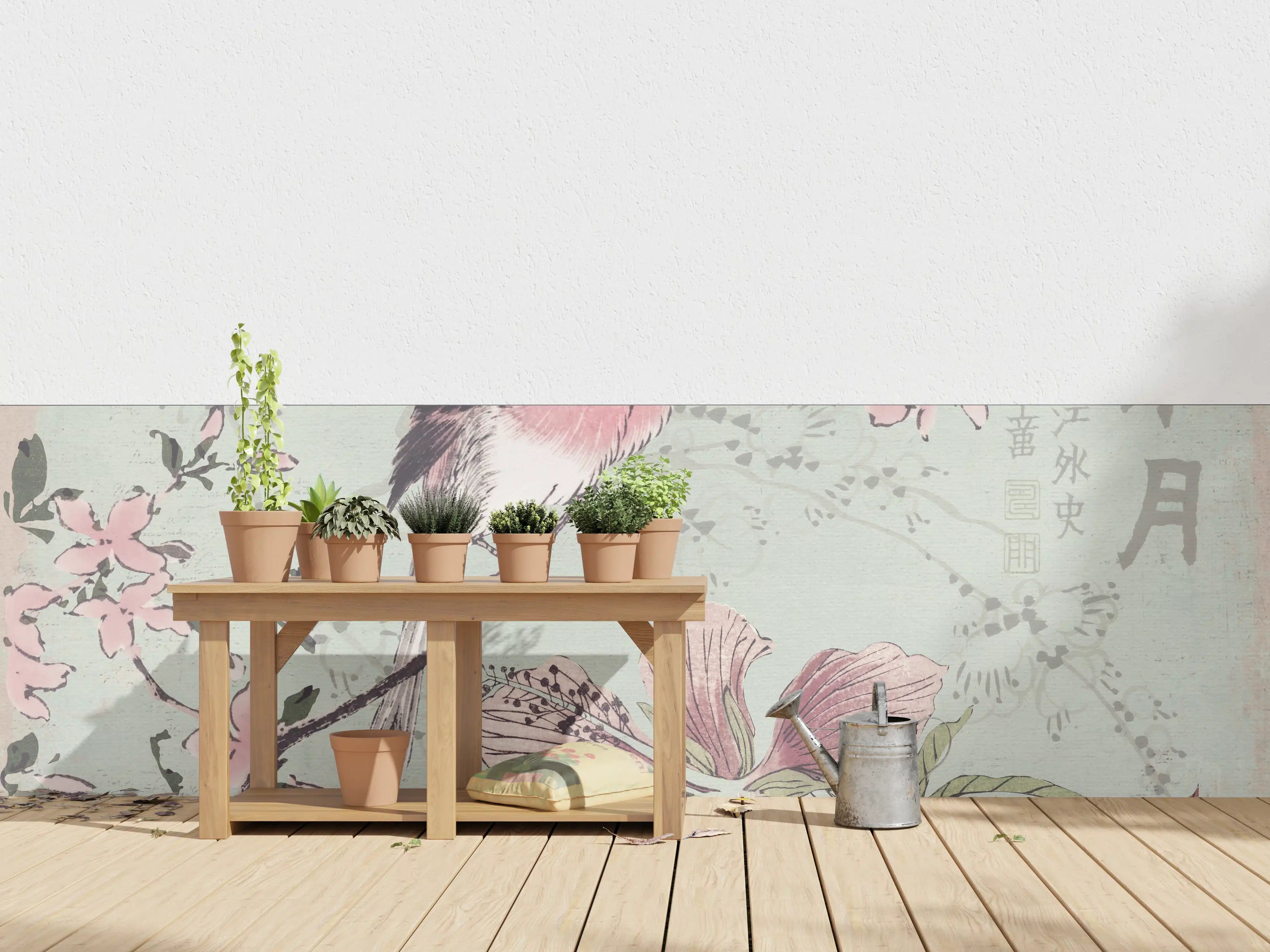 Wandverkleidung außen - Vogel Zeichnung - Floral