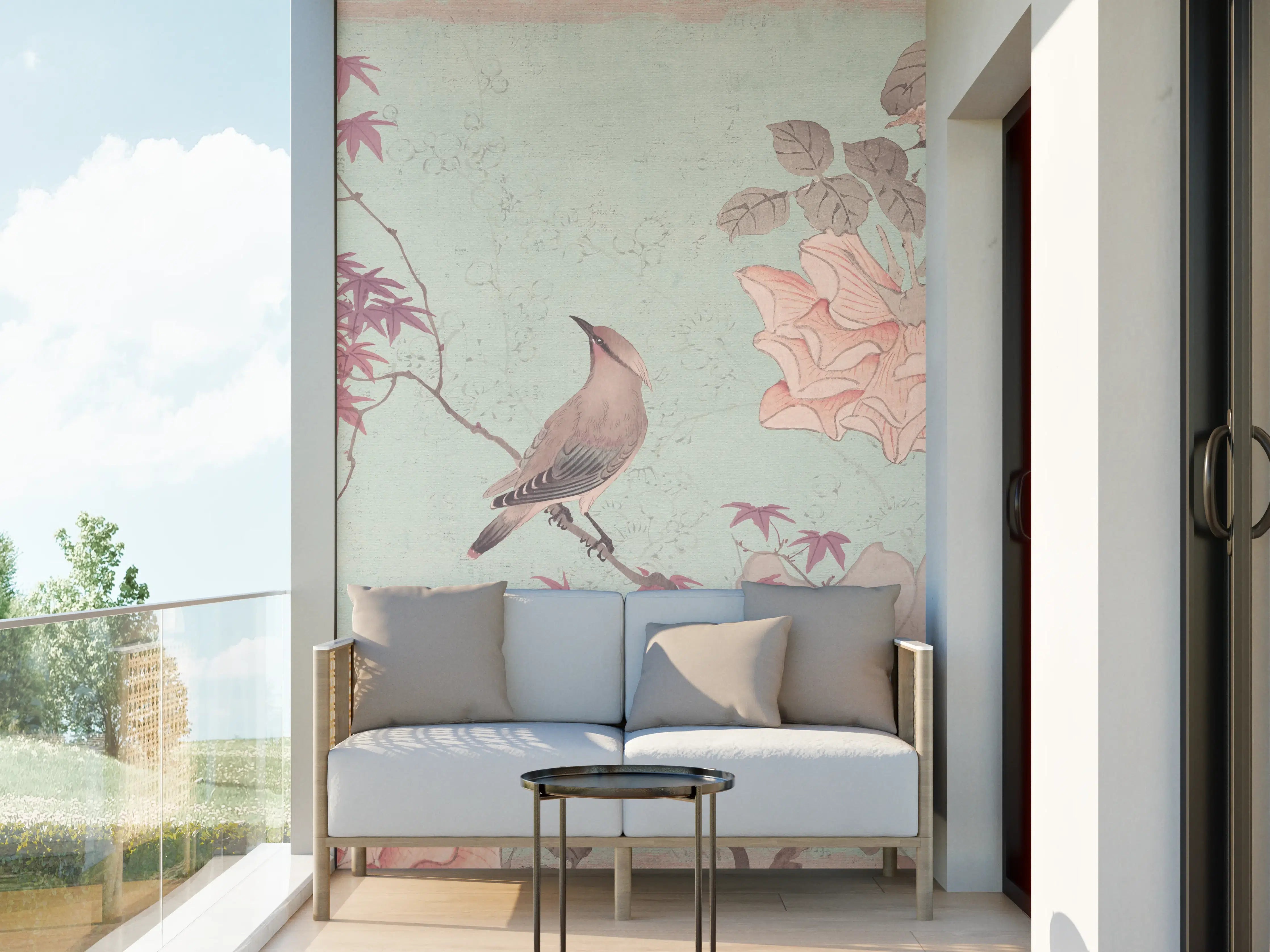 Wandverkleidung außen - Vogel Zeichnung - Rosa