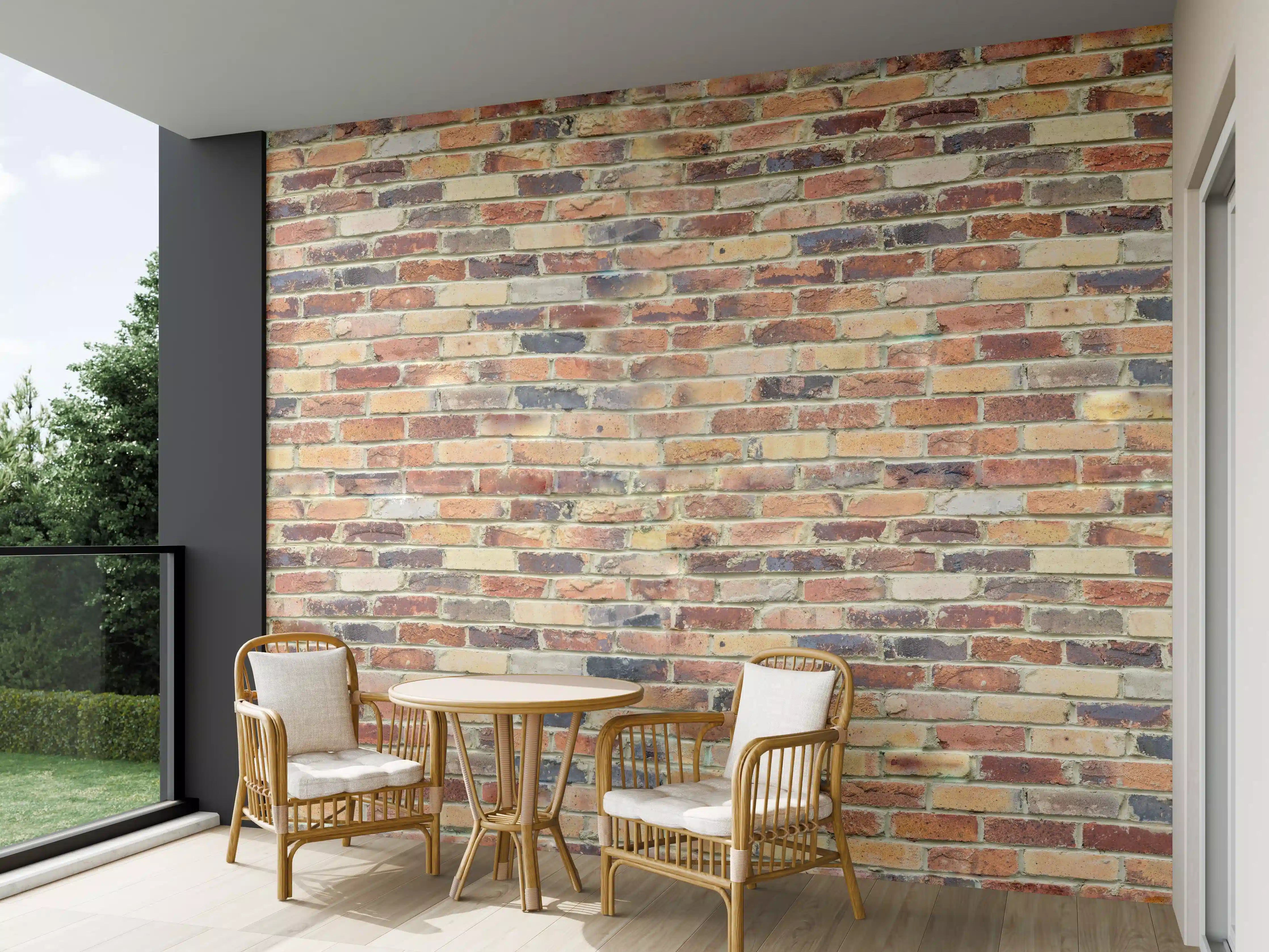 Wandverkleidung außen - Wand aus farbigen Ziegeln