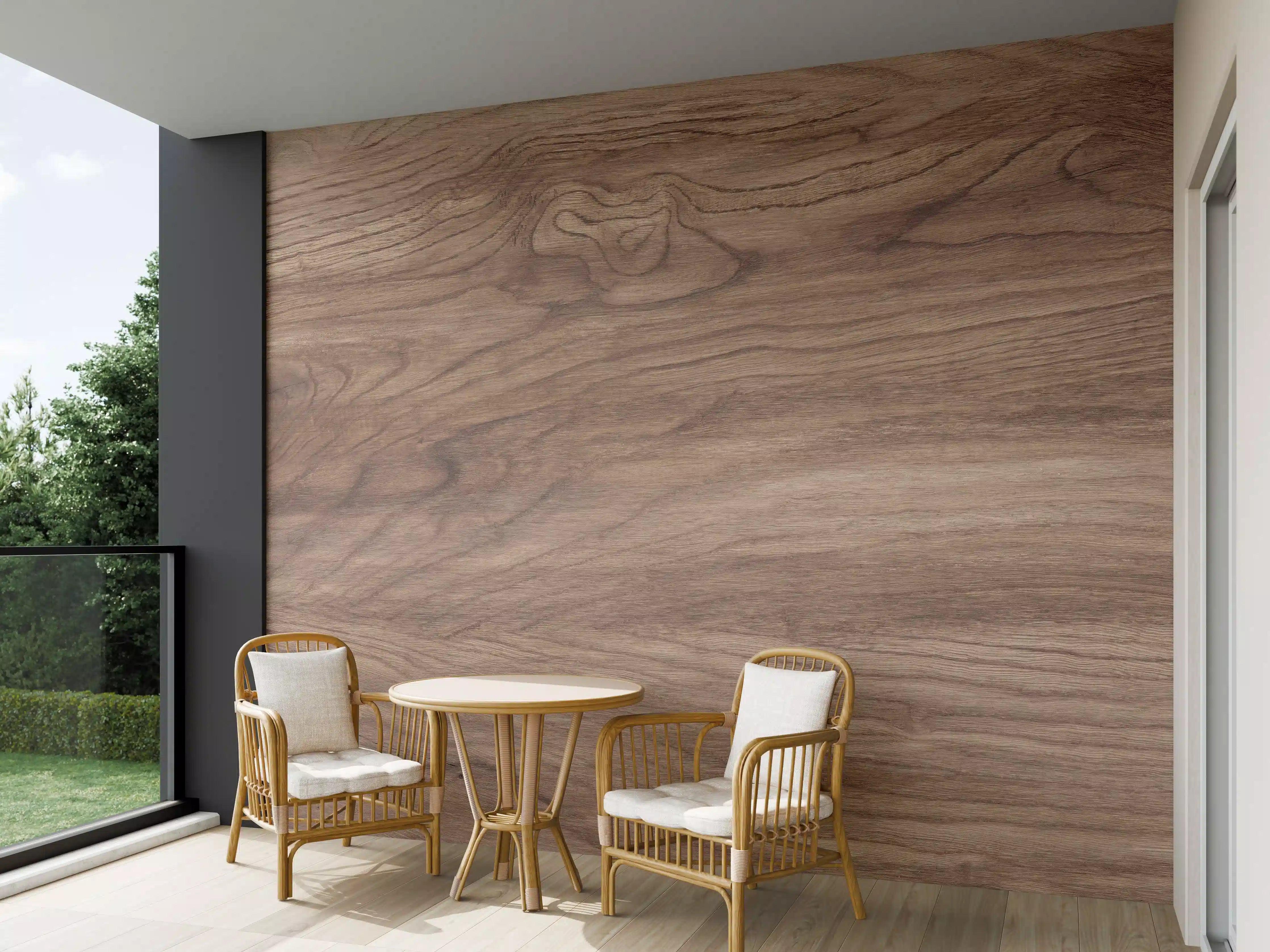 Wandverkleidung außen - Warmer Holzton mit natürlicher Maserung
