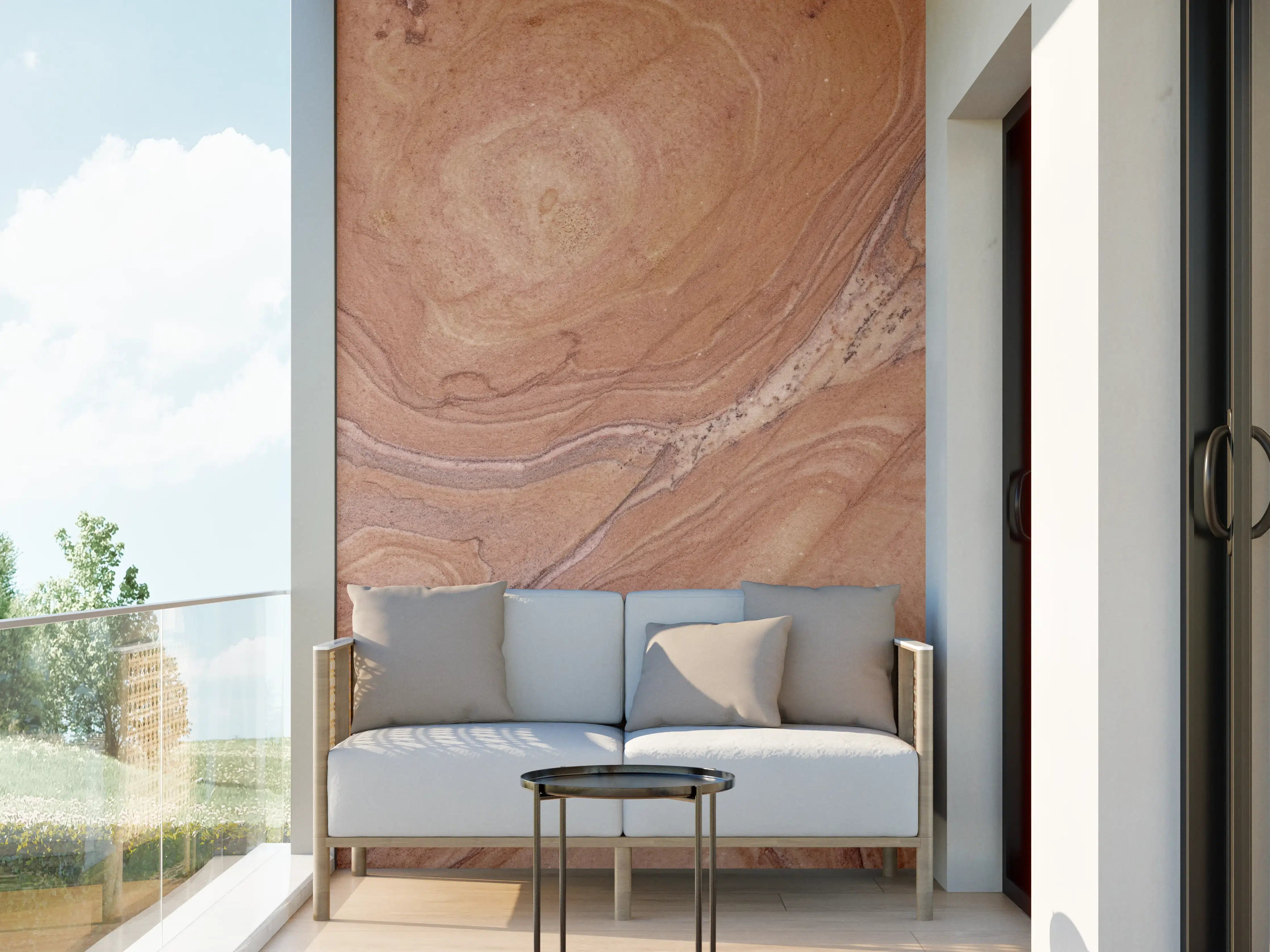 Wandverkleidung außen - Warmes Marmor-Design mit Braun- und Beigetönen