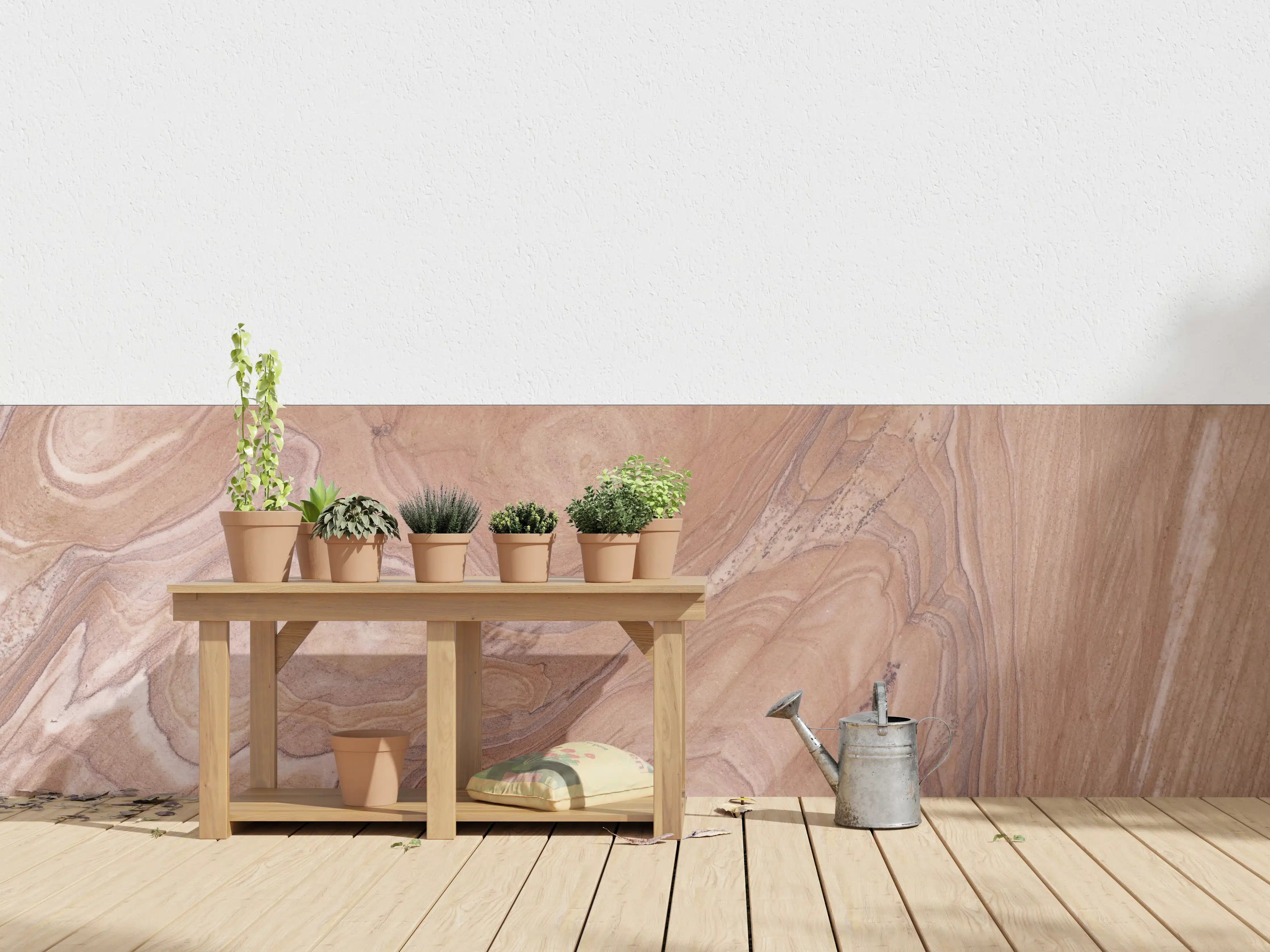 Wandverkleidung außen - Warmes Marmor-Design mit Braun- und Beigetönen