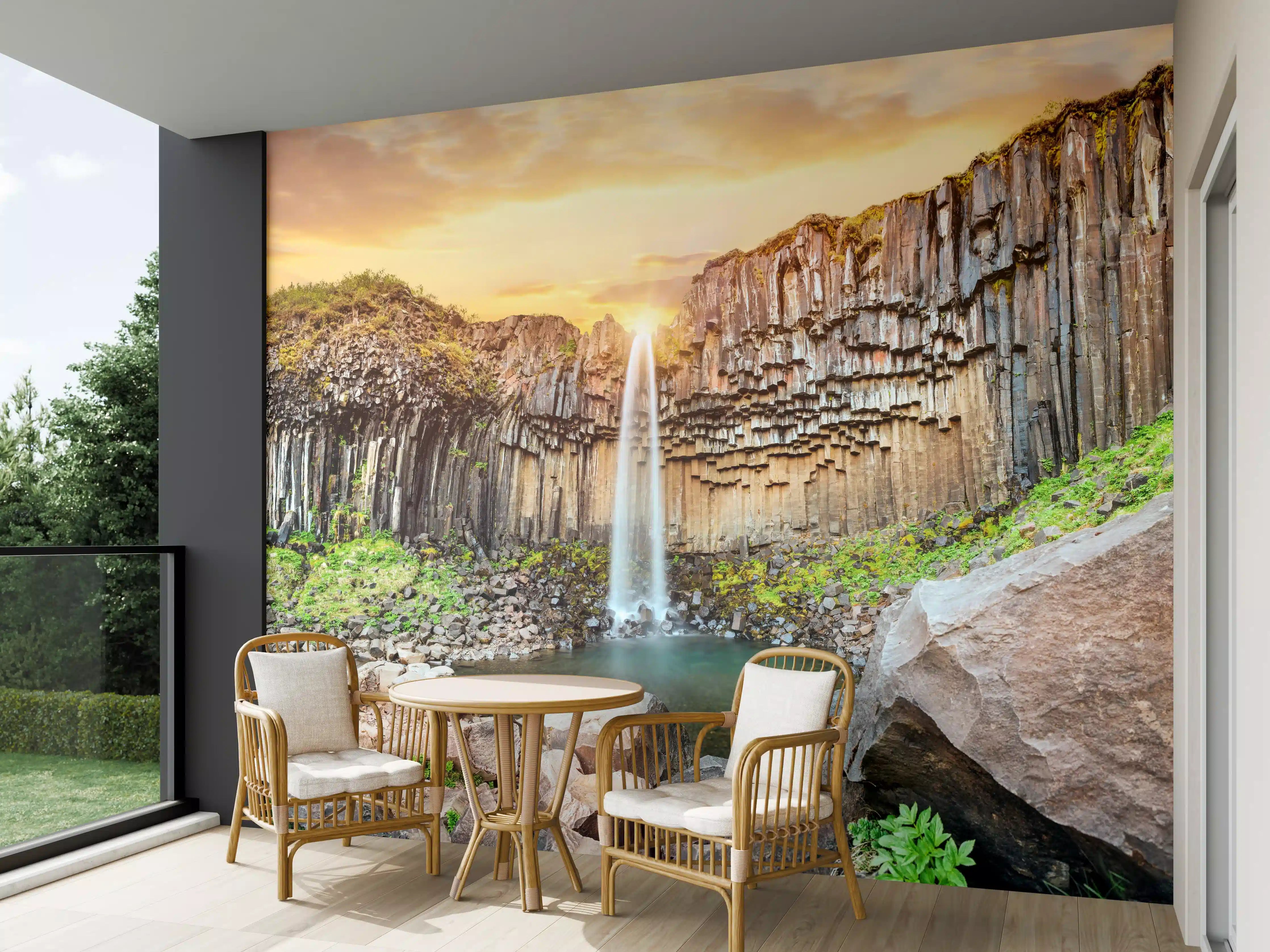 Wandverkleidung außen - Wasserfall "Svartifoss" im Skaftafell-Nationalpark