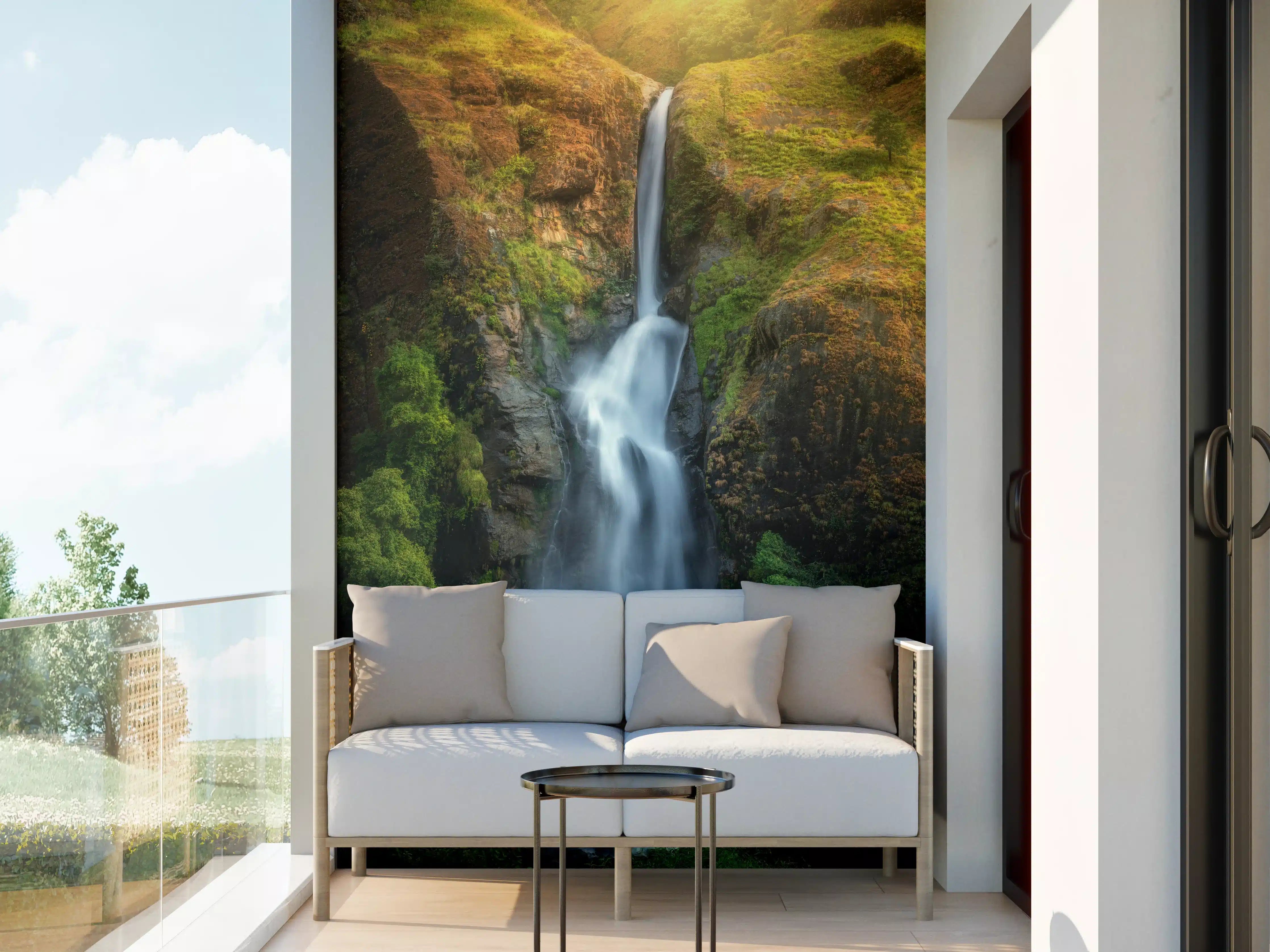 Wandverkleidung außen - Wasserfall im Wald von Nepal