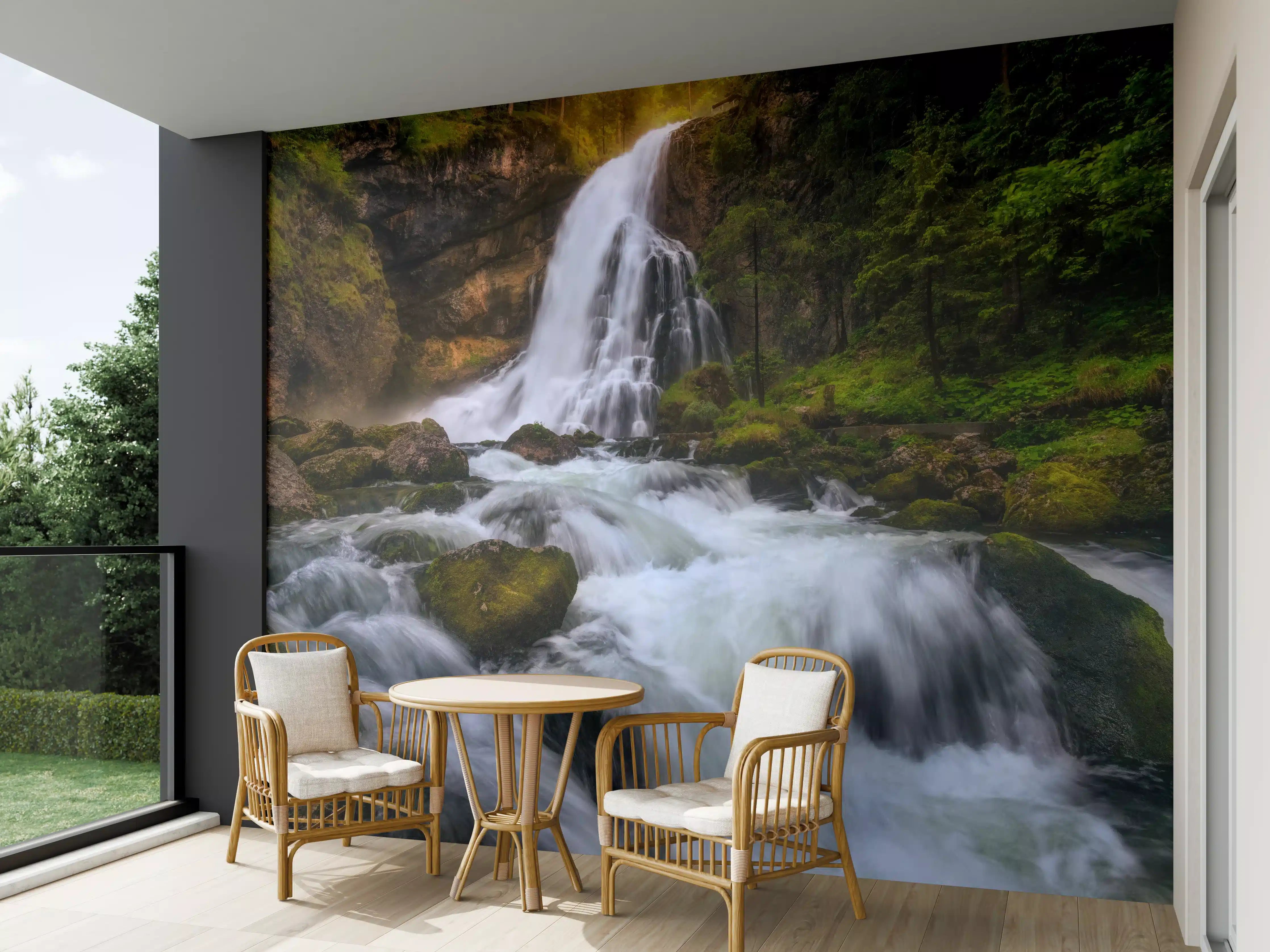 Wandverkleidung außen - Wasserfall in bergiger Region