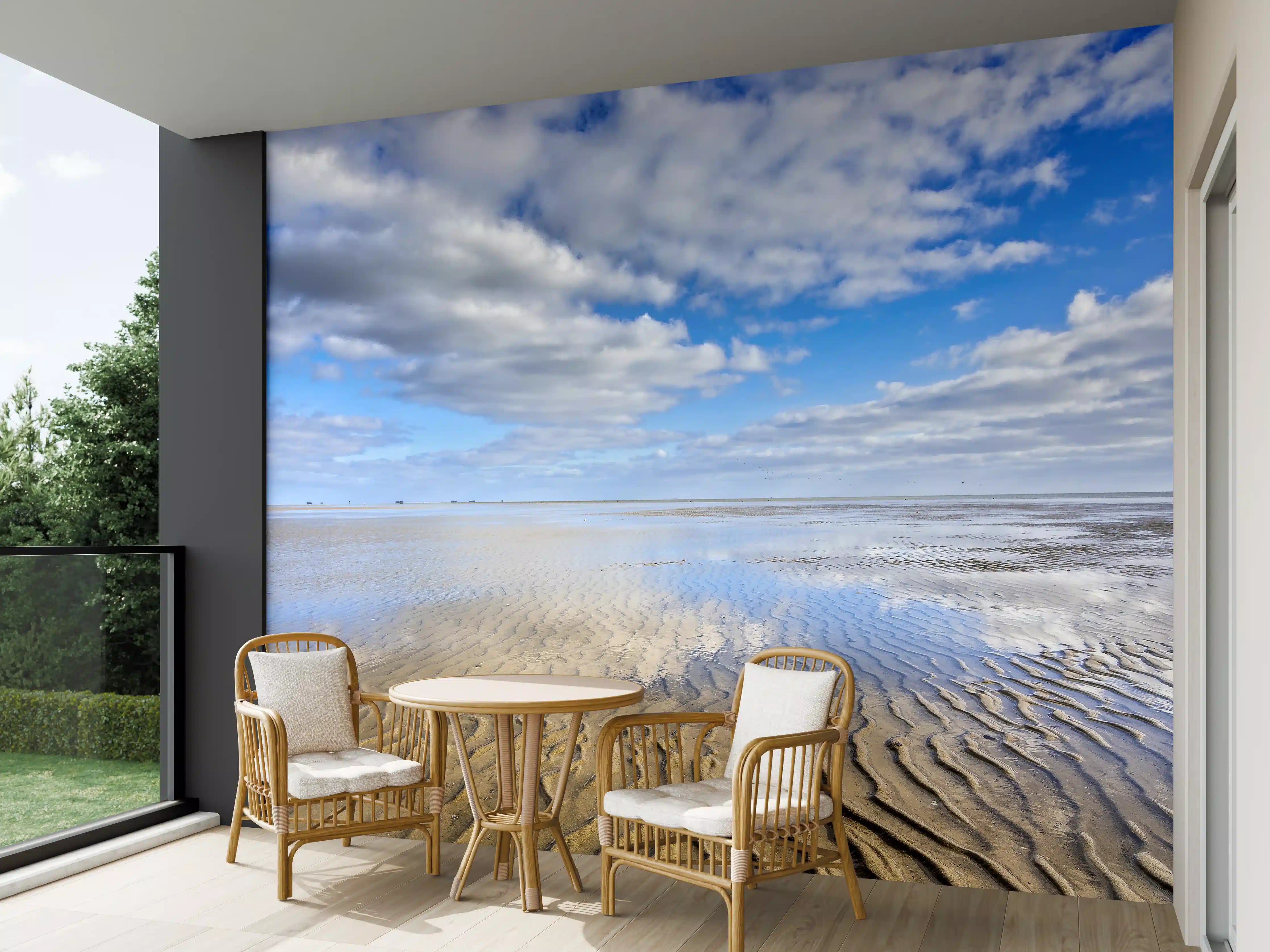 Wandverkleidung außen - Wattenmeer der Nordsee bei Ebbe
